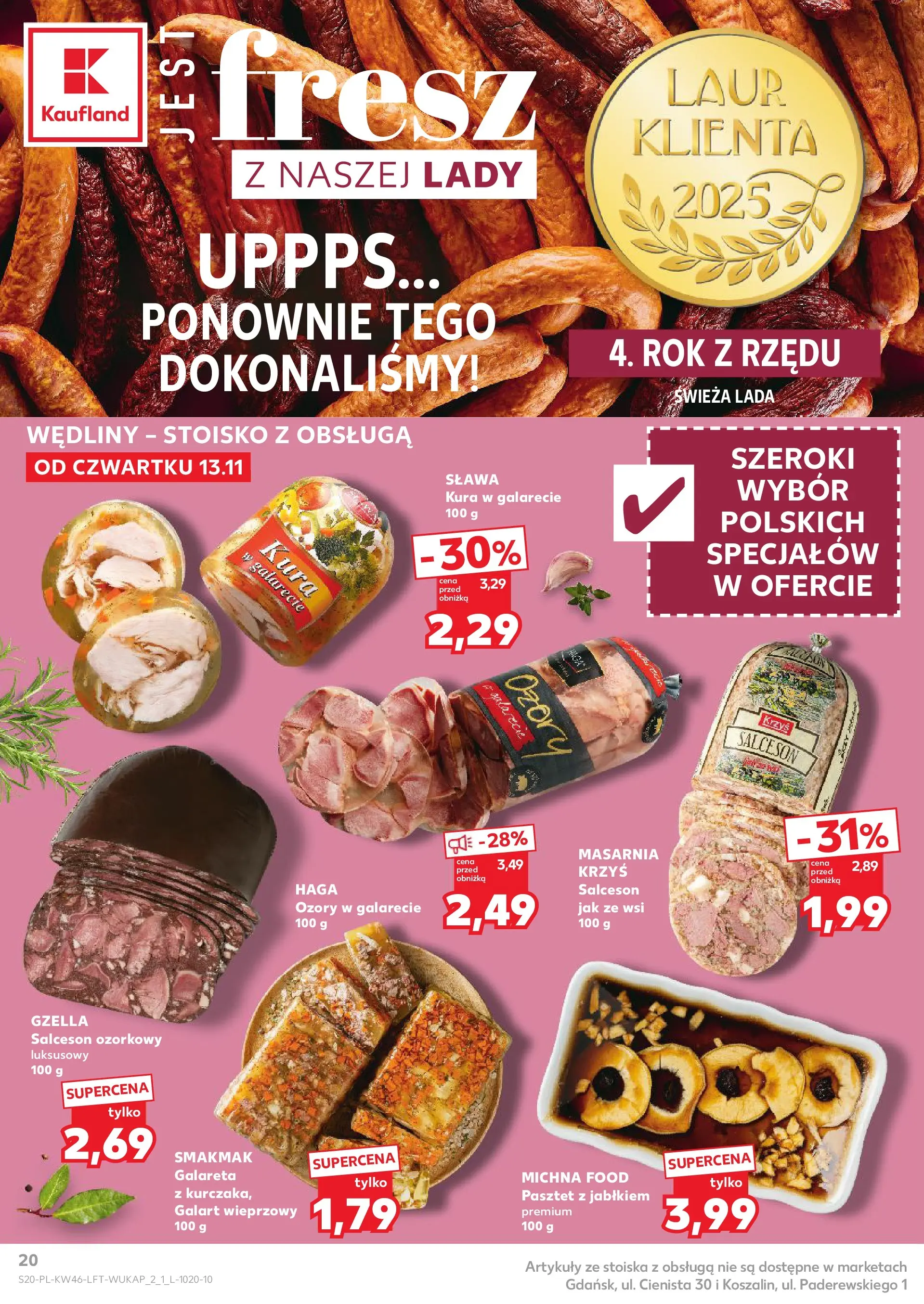 Kaufland gazetka od 13.11.2025 - od jutra PDF | Strona: 20 | Produkty: Wędliny