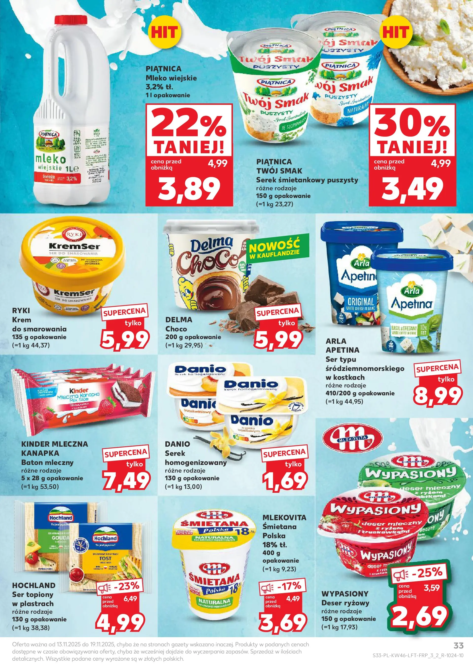 Kaufland gazetka od 13.11.2025 - od jutra PDF | Strona: 33 | Produkty: Serek, Baton, Śmietana, Krem