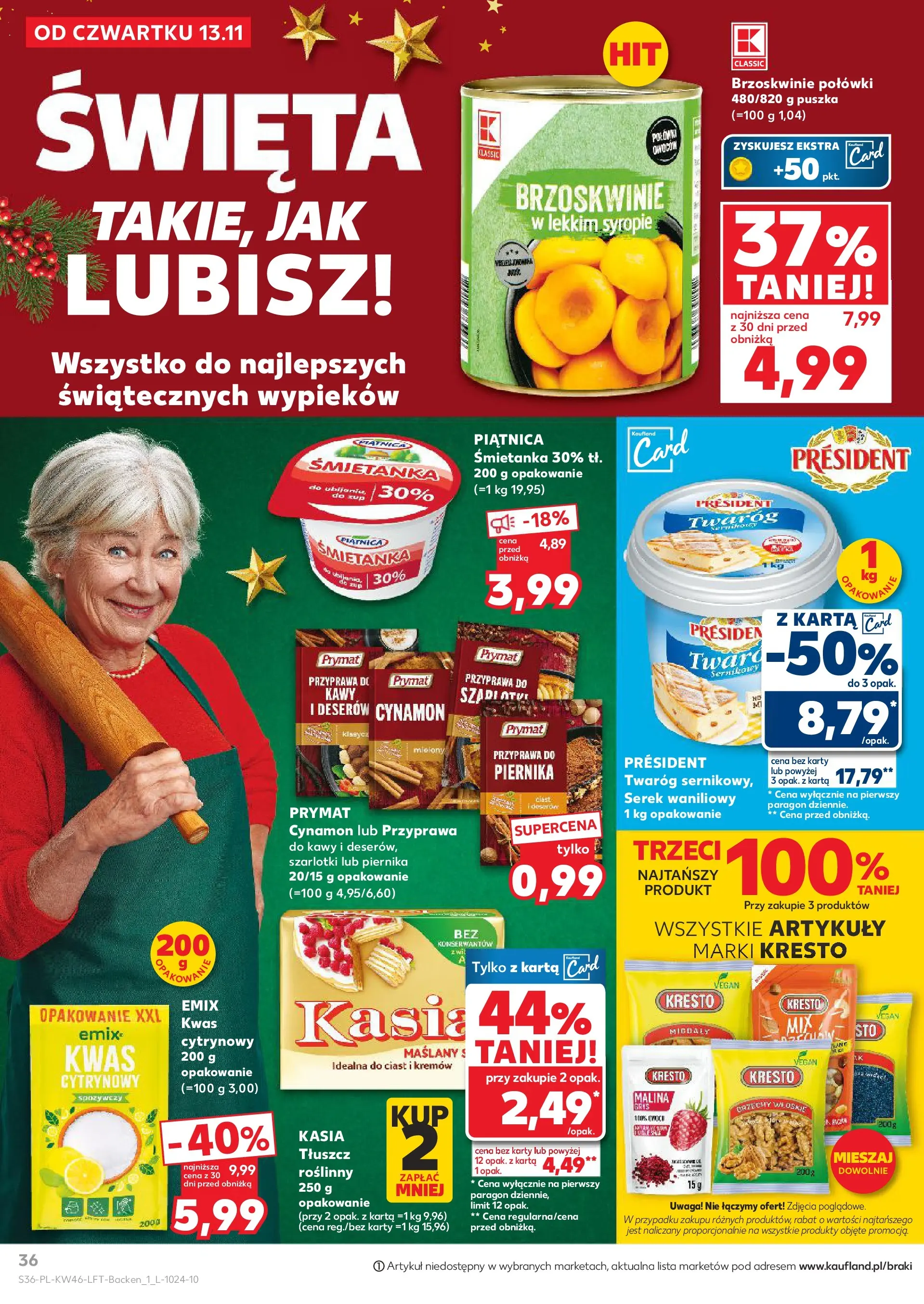 Kaufland gazetka od 13.11.2025 - od jutra PDF | Strona: 36 | Produkty: Karta, Cynamon, Serek, Twaróg