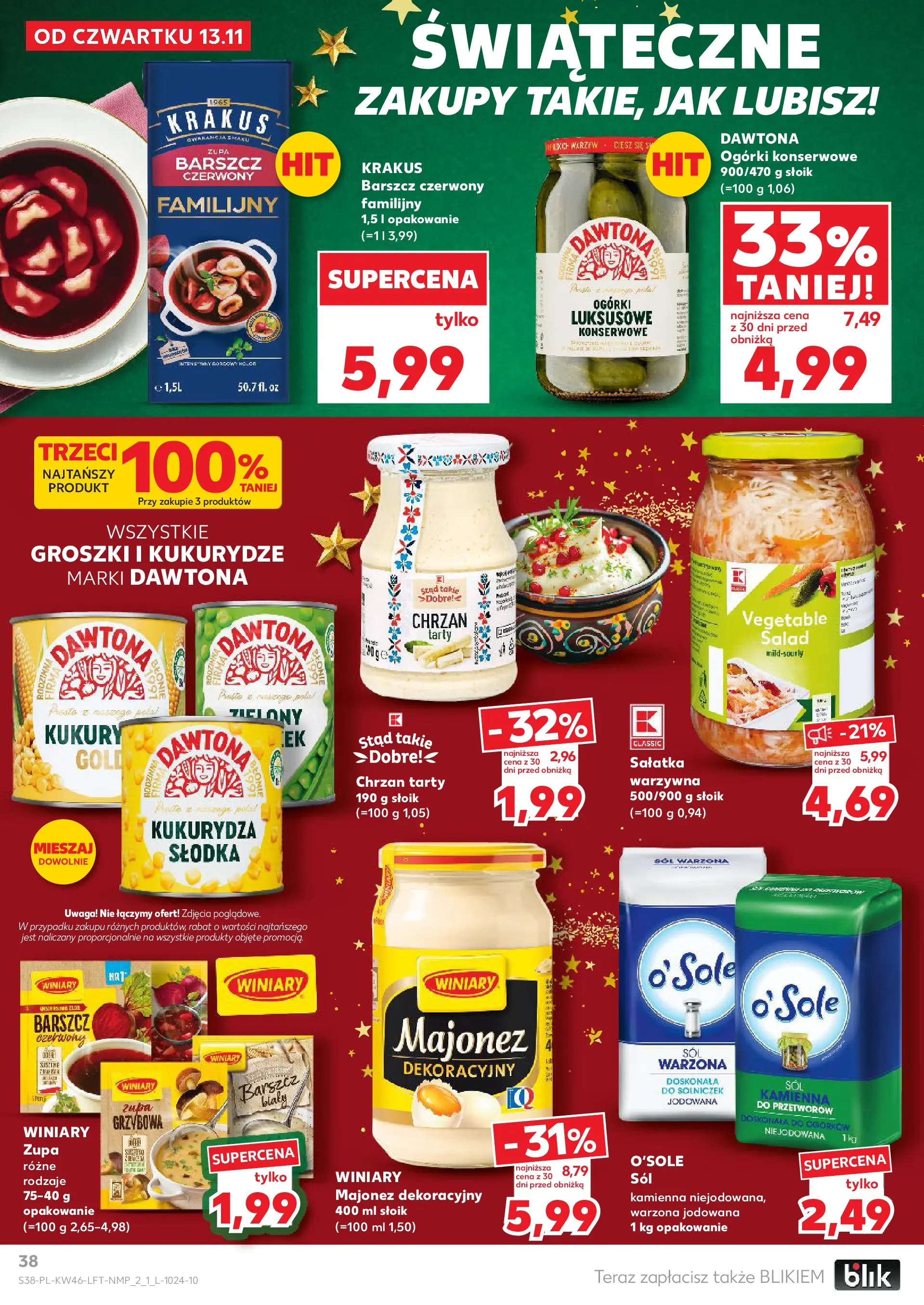 Kaufland gazetka od 13.11.2025 - od jutra PDF | Strona: 38 | Produkty: Zupa, Sałatka, Majonez, Ogórki konserwowe