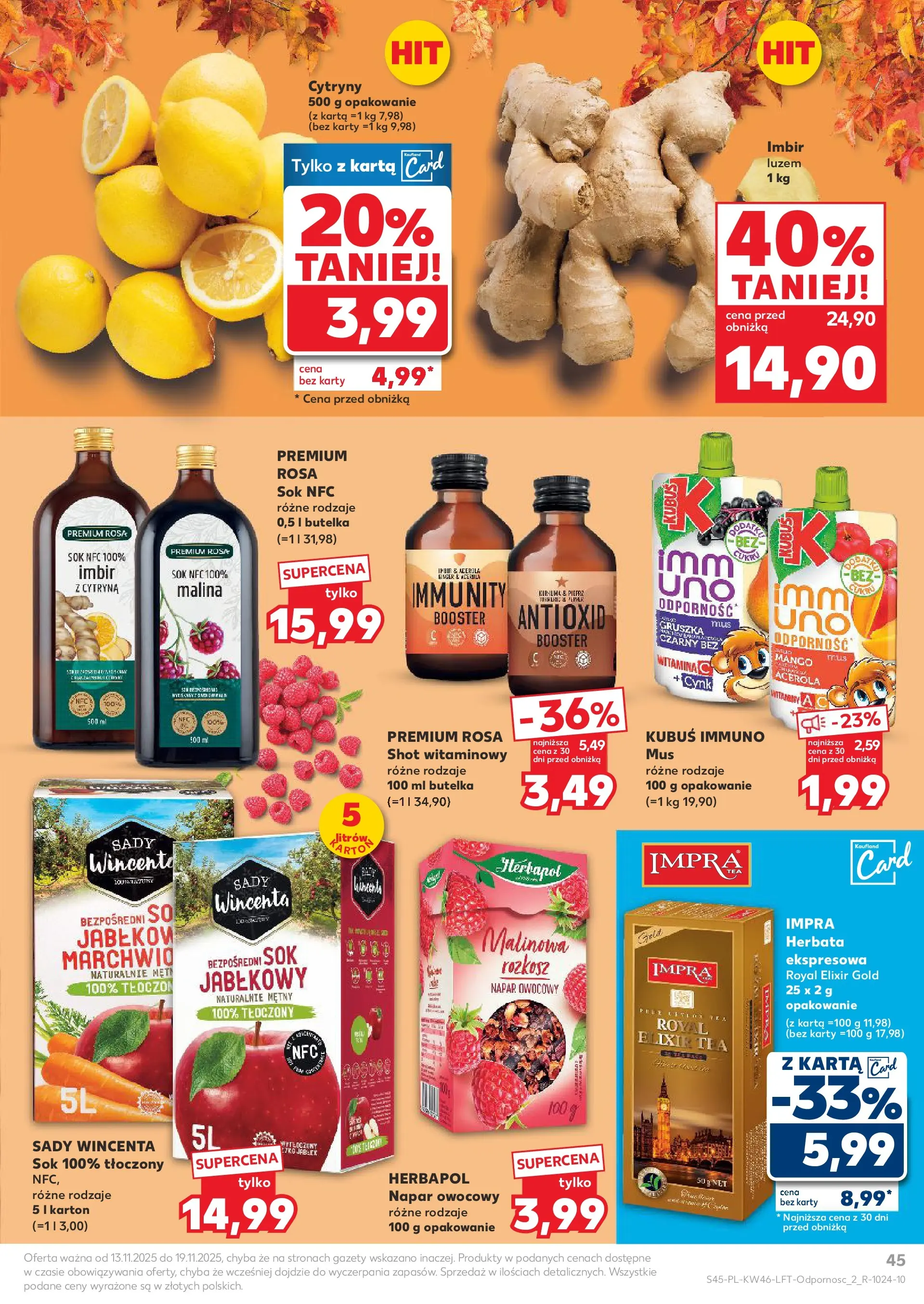 Kaufland gazetka od 13.11.2025 - od jutra PDF | Strona: 45 | Produkty: Mango, Karta, Malina, Imbir