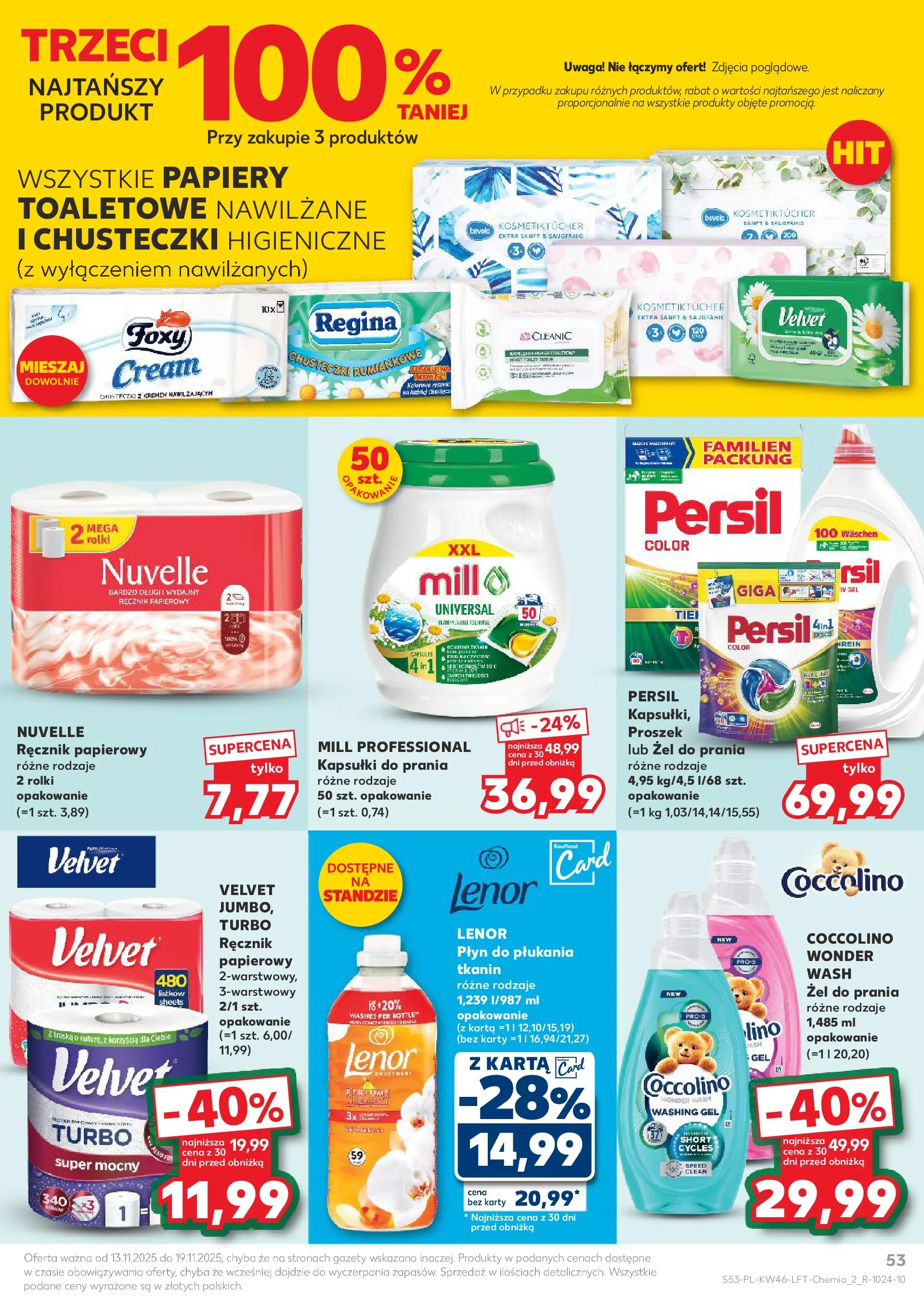 Kaufland gazetka od 13.11.2025 - od jutra PDF | Strona: 53 | Produkty: Karta, Rolki, Chusteczki higieniczne, Kapsułki do prania