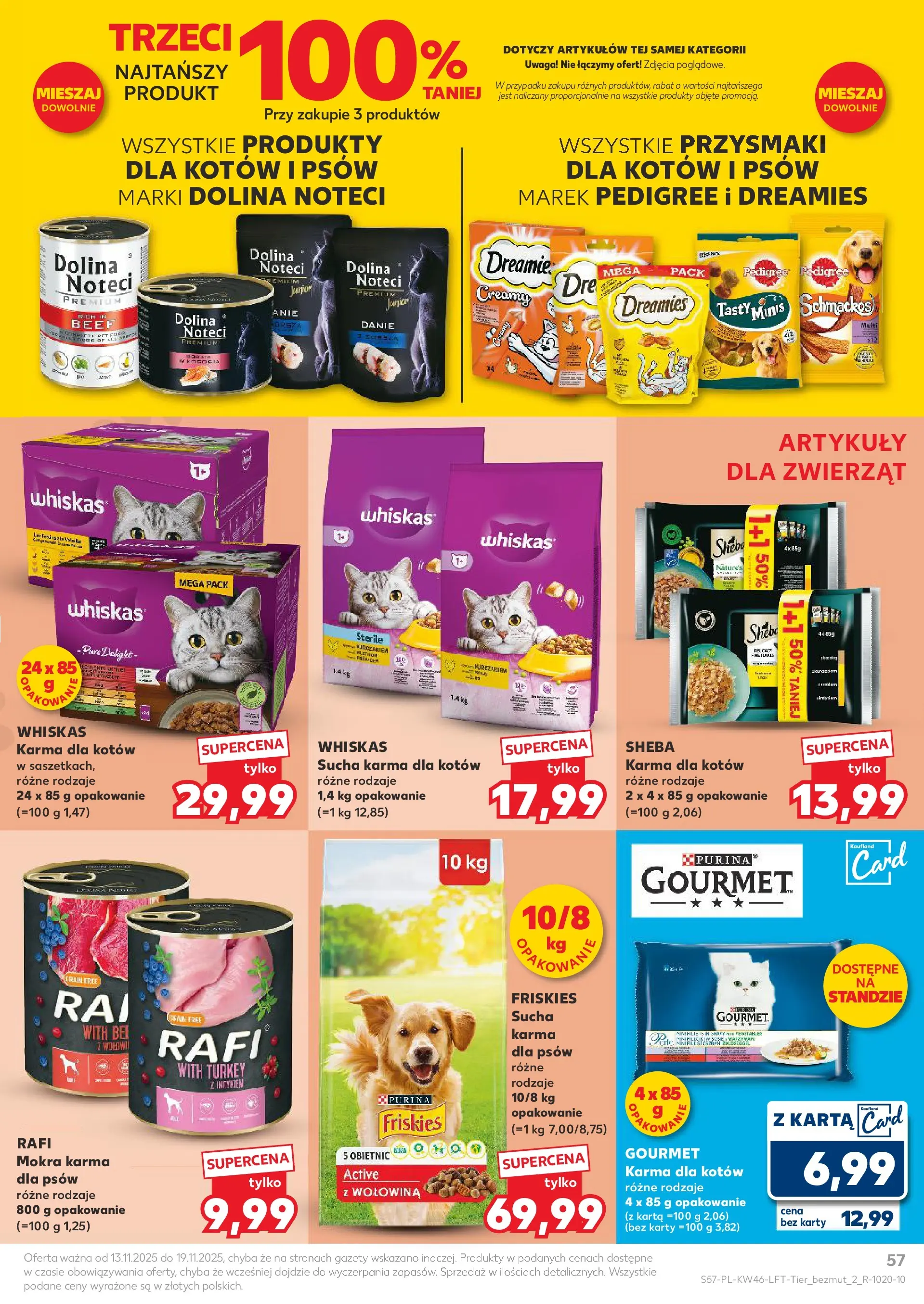 Kaufland gazetka od 13.11.2025 - od jutra PDF | Strona: 57 | Produkty: Karta, Pedigree, Karma dla kotów, Wołowina