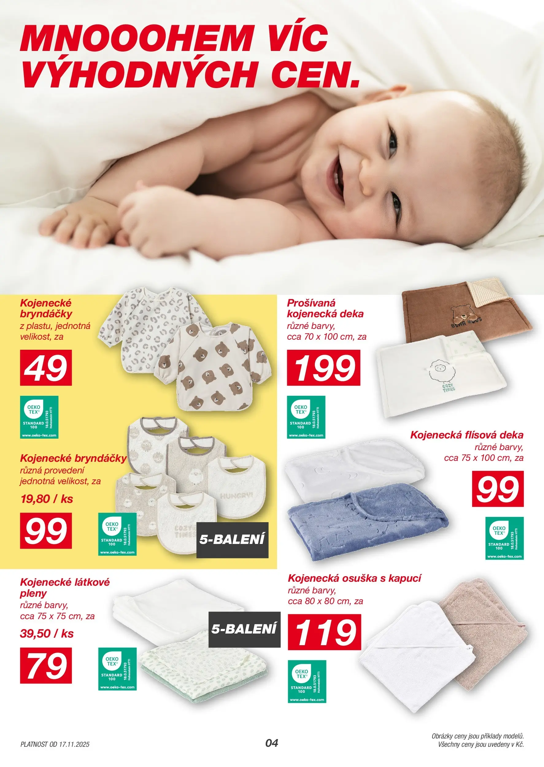 KIK leták 17.11.2025 - Leták příští týden | Strana: 4 | Produkty: Osuška, Deka, Pleny