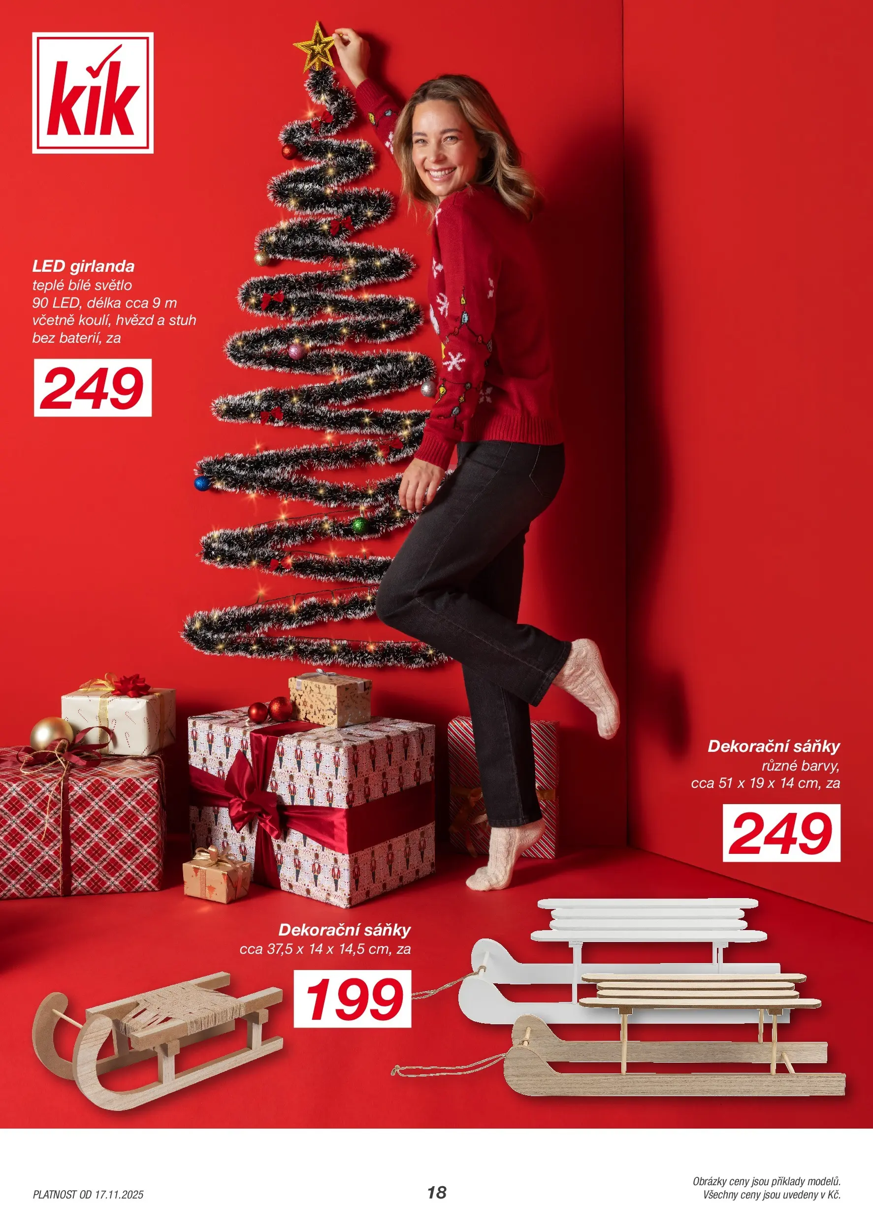KIK leták 17.11.2025 - Leták příští týden | Strana: 18 | Produkty: Girlanda, LED