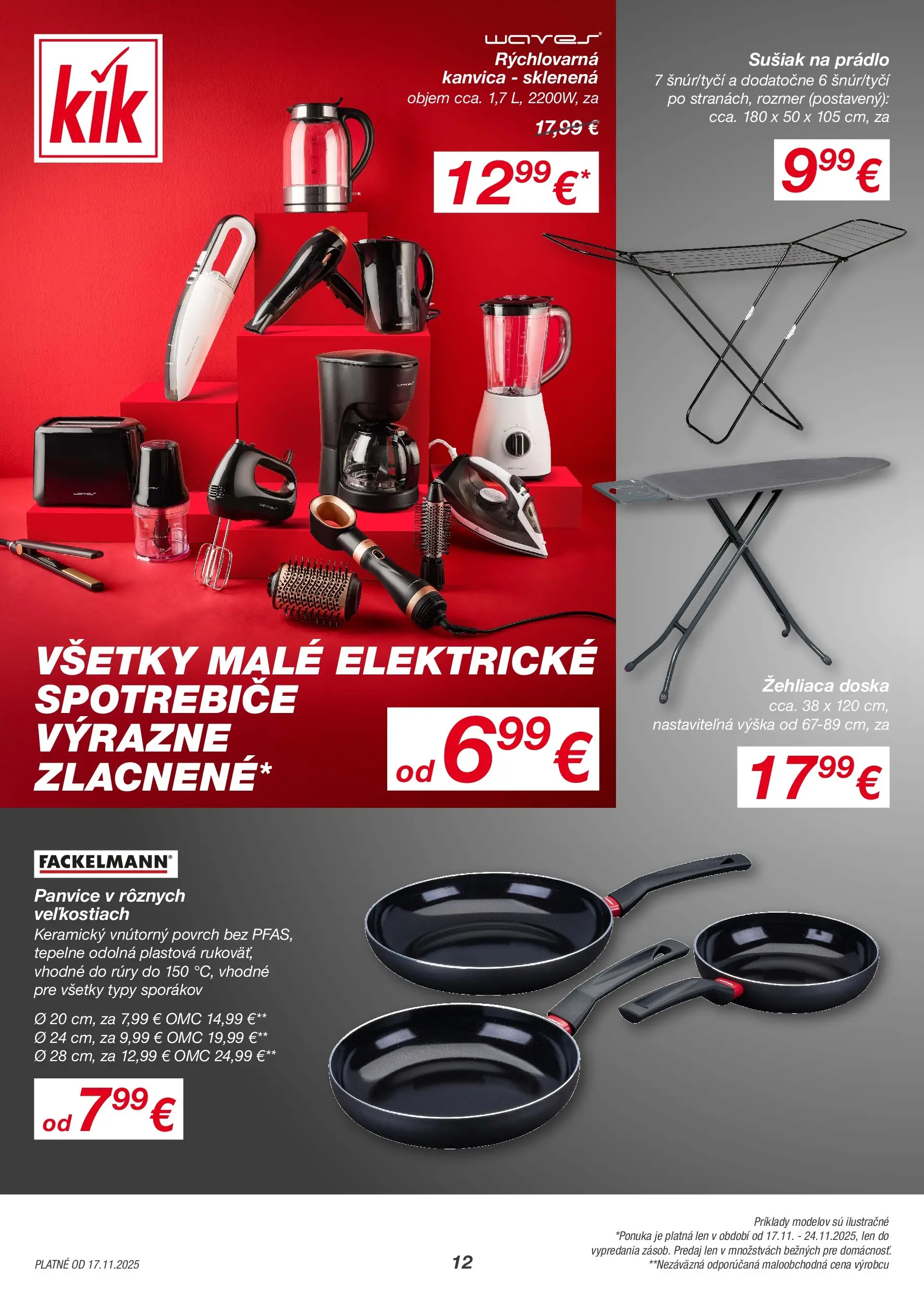 Kik Black Friday leták od 16.11.2025 | Online | Strana: 12 | Produkty: Kanvica, Sušiak na prádlo, Žehliaca doska
