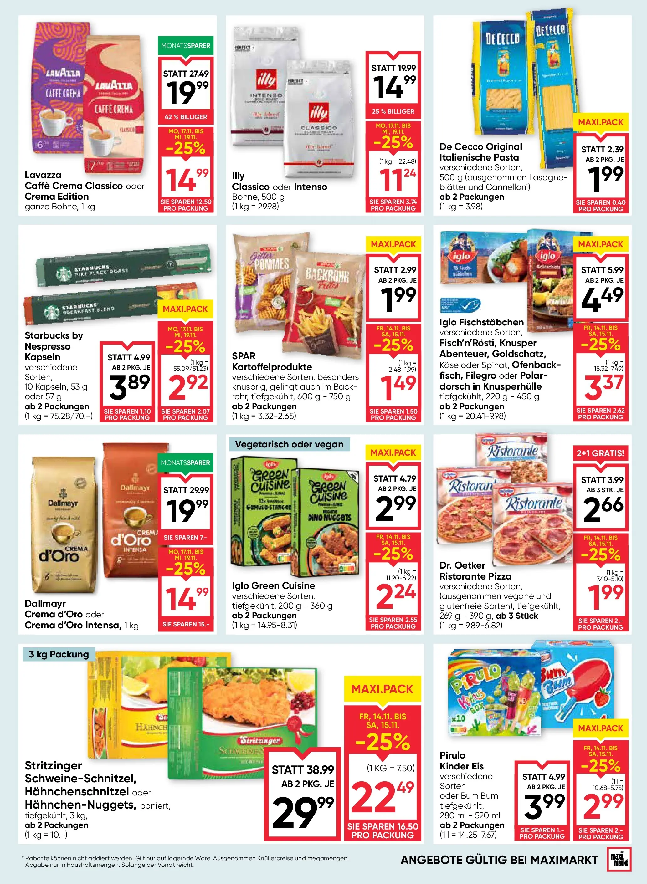 Maximarkt Haid, Linz von 13.11.2025 - Aktuelle Angebote | Seite: 11 | Produkte: Pasta, Eis, Käse, Pizza
