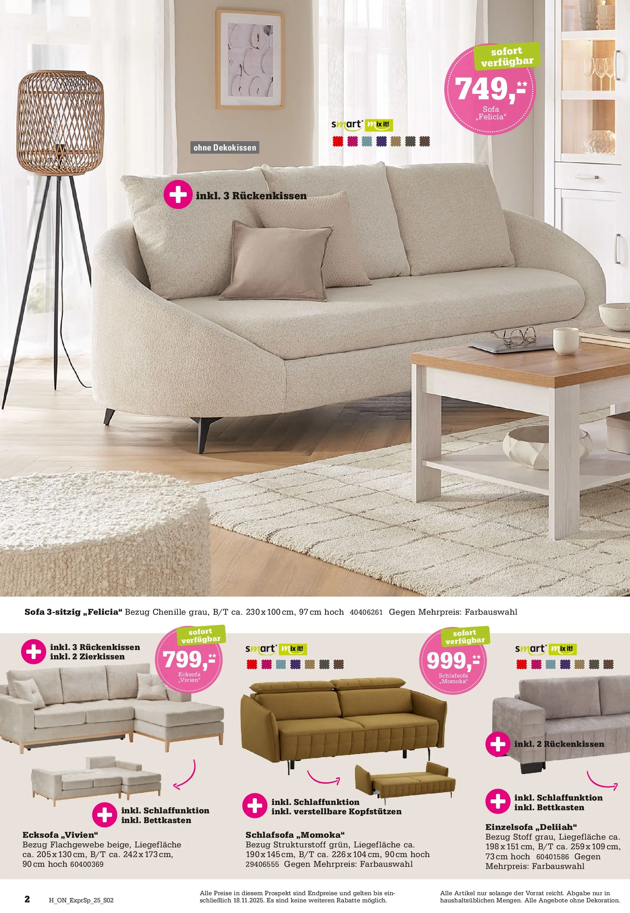 Höffner - Höffner: Möbelangebote (ab 11.11.2025) zum Blättern | Seite: 2 | Produkte: Schlafsofa, Ecksofa, Sofa