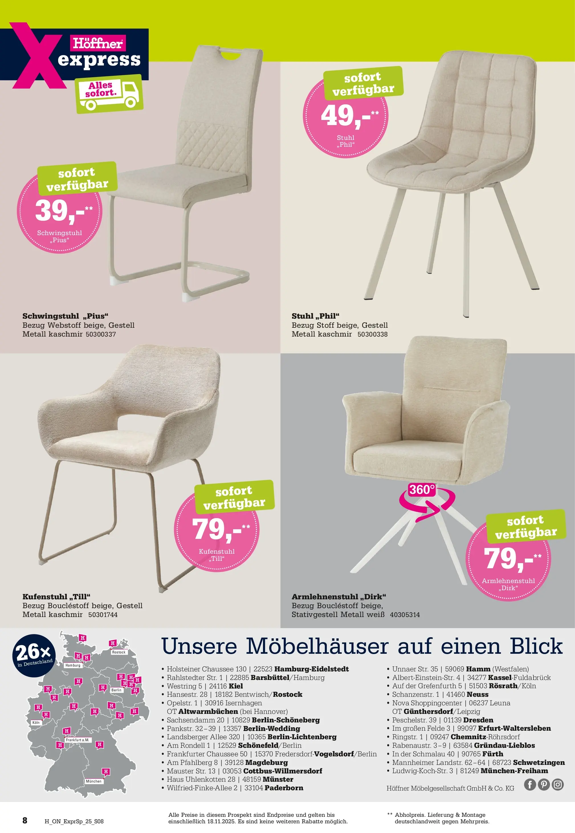 Höffner - Höffner: Möbelangebote (ab 11.11.2025) zum Blättern | Seite: 8 | Produkte: Stuhl