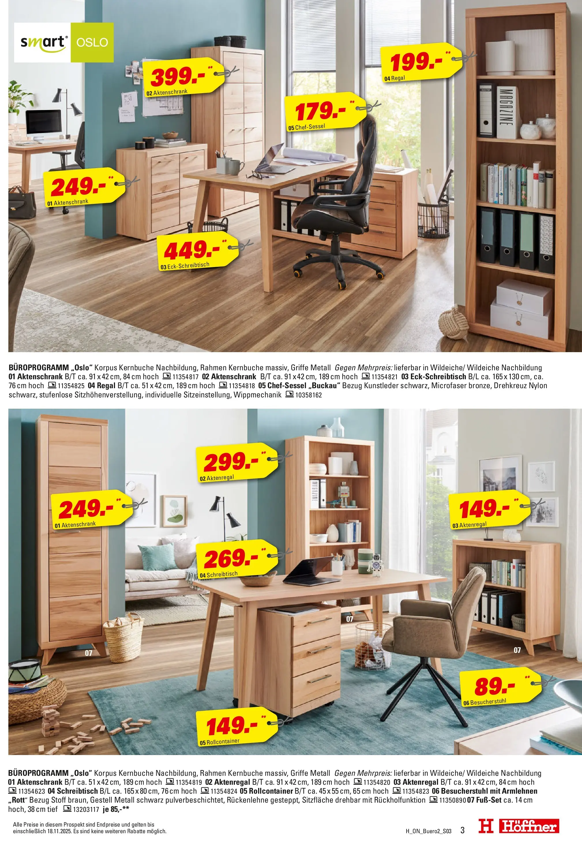 Höffner - Höffner: Möbelangebote (ab 11.11.2025) zum Blättern | Seite: 3 | Produkte: Regal, Chefsessel, Rollcontainer, Aktenregal
