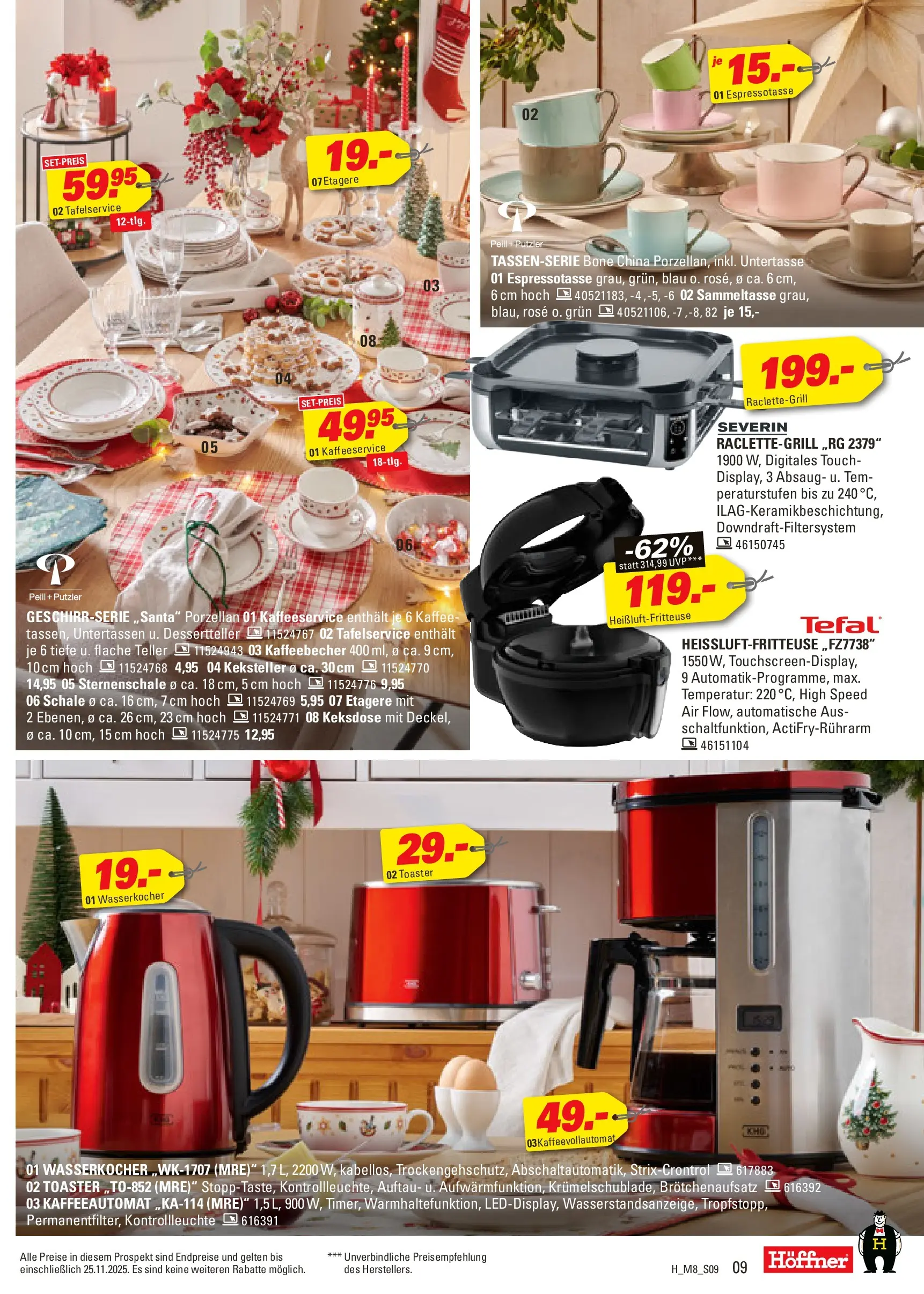 Höffner - Höffner: Möbelangebote (ab 11.11.2025) zum Blättern | Seite: 9 | Produkte: Wasserkocher, Toaster, Kaffee, Heißluftfritteuse