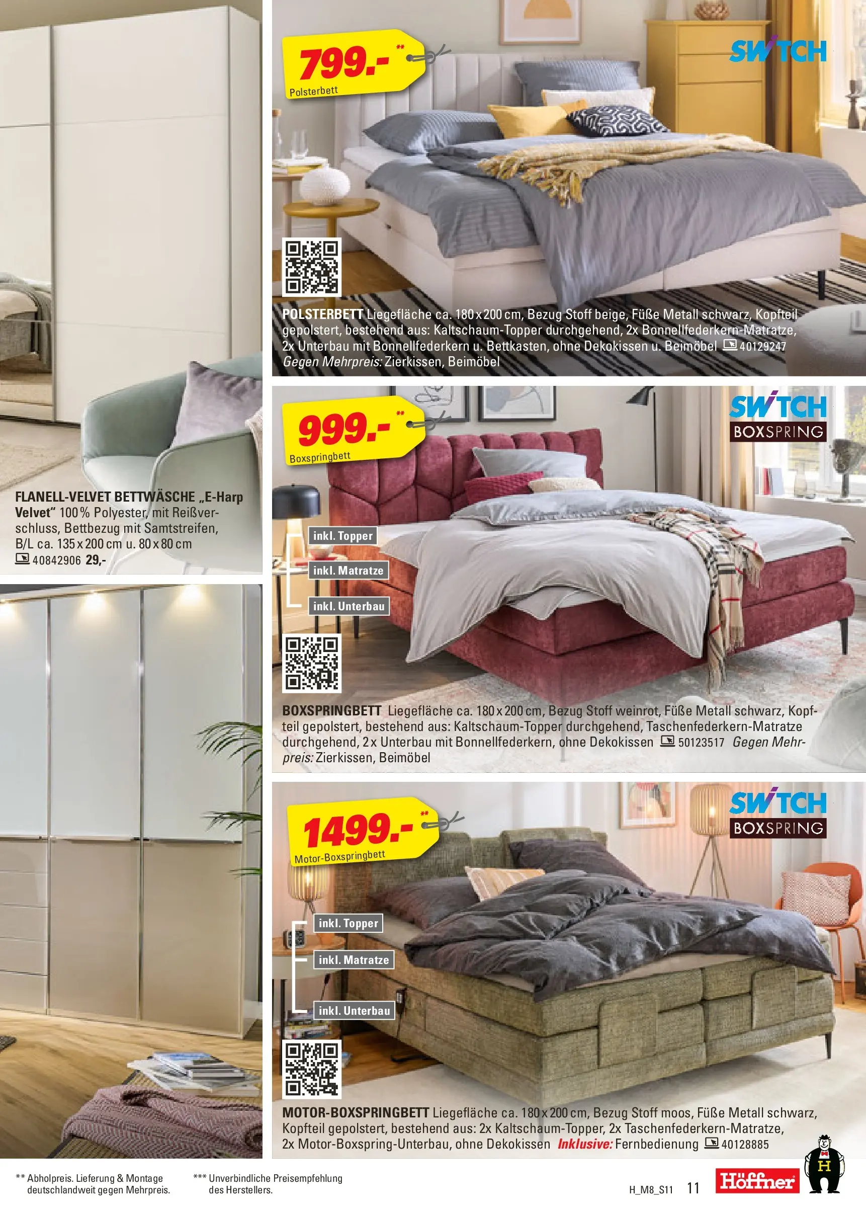 Höffner - Höffner: Möbelangebote (ab 11.11.2025) zum Blättern | Seite: 11 | Produkte: Boxspringbett, Polsterbett, Topper, Bettwäsche