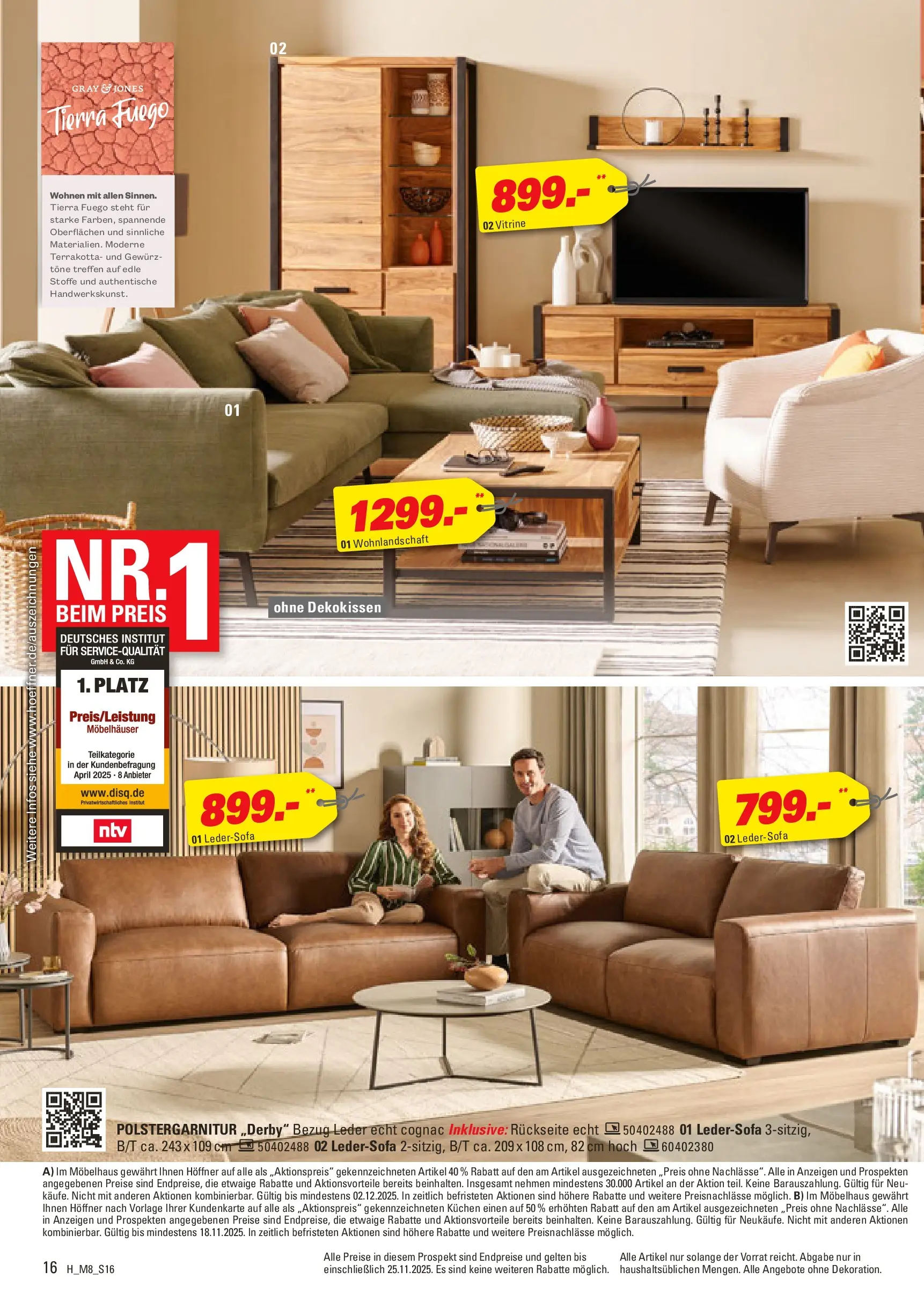 Höffner - Höffner: Möbelangebote (ab 11.11.2025) zum Blättern | Seite: 16 | Produkte: Wohnlandschaft, Ledersofa, Vitrine, Kuchen