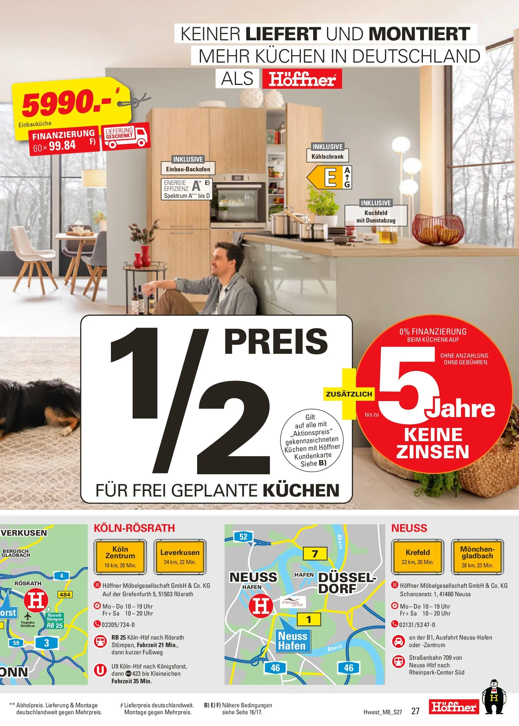 Höffner - Höffner: Möbelangebote (ab 11.11.2025) zum Blättern | Seite: 27 | Produkte: Einbauküche, Kühlschrank, Dunstabzug, Kuchen