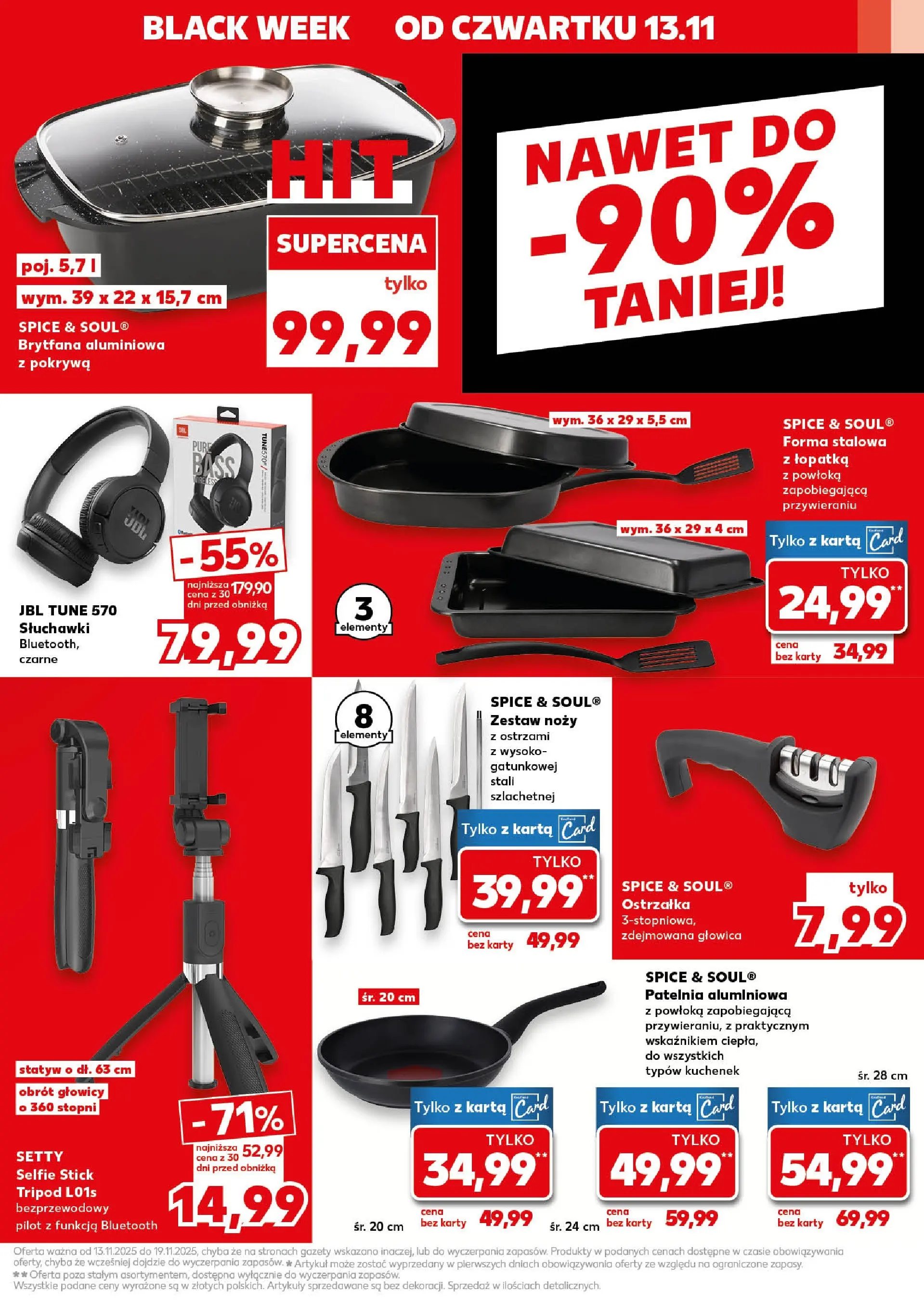 Kaufland gazetka (13.11.2025) od jutra ✳️ BLACK FRIDAY | Strona: 13 | Produkty: Karta, Słuchawki, Patelnia