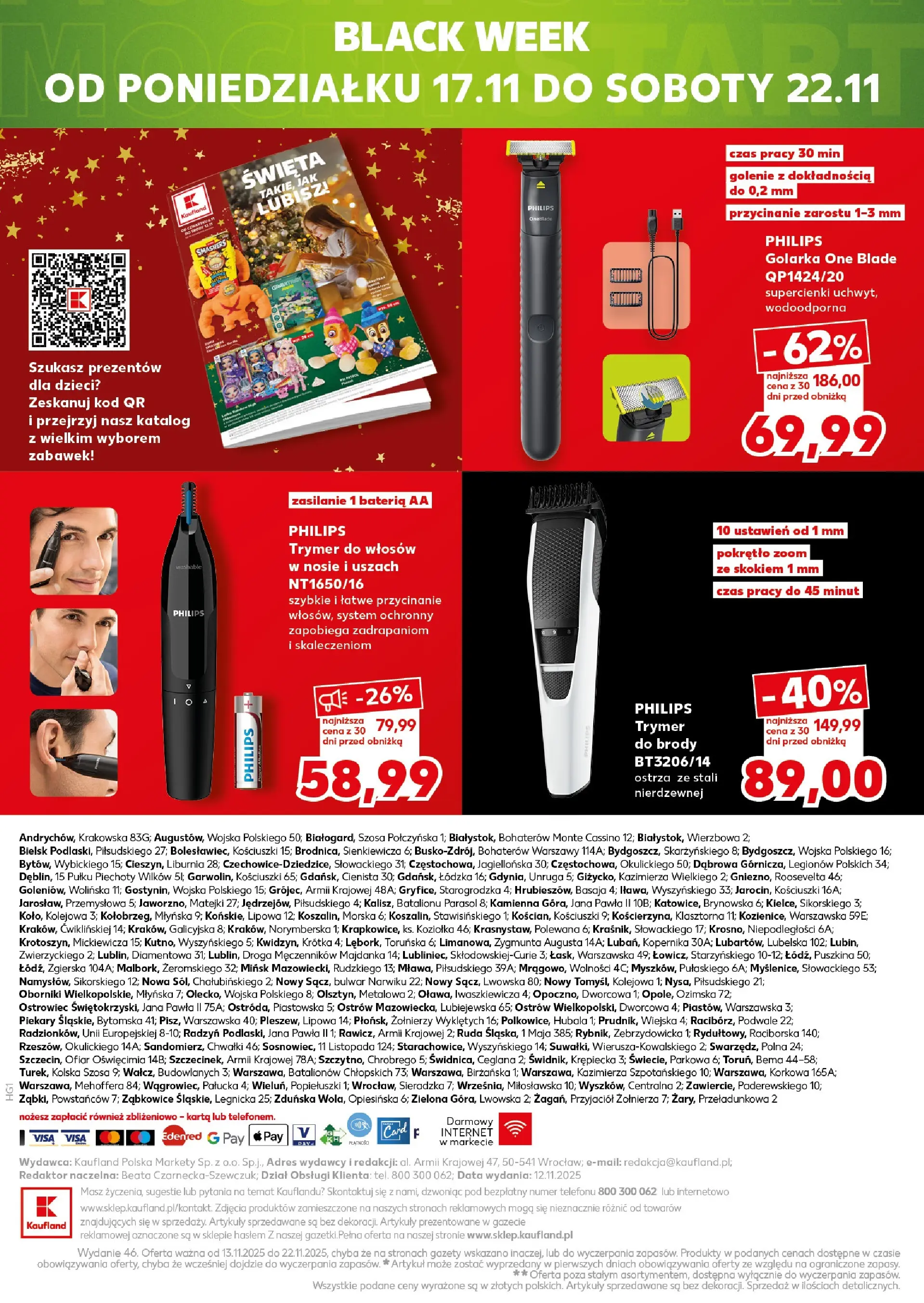 Kaufland gazetka (13.11.2025) od jutra ✳️ BLACK FRIDAY | Strona: 18 | Produkty: Karta, Parasol, Golarka, Bateria