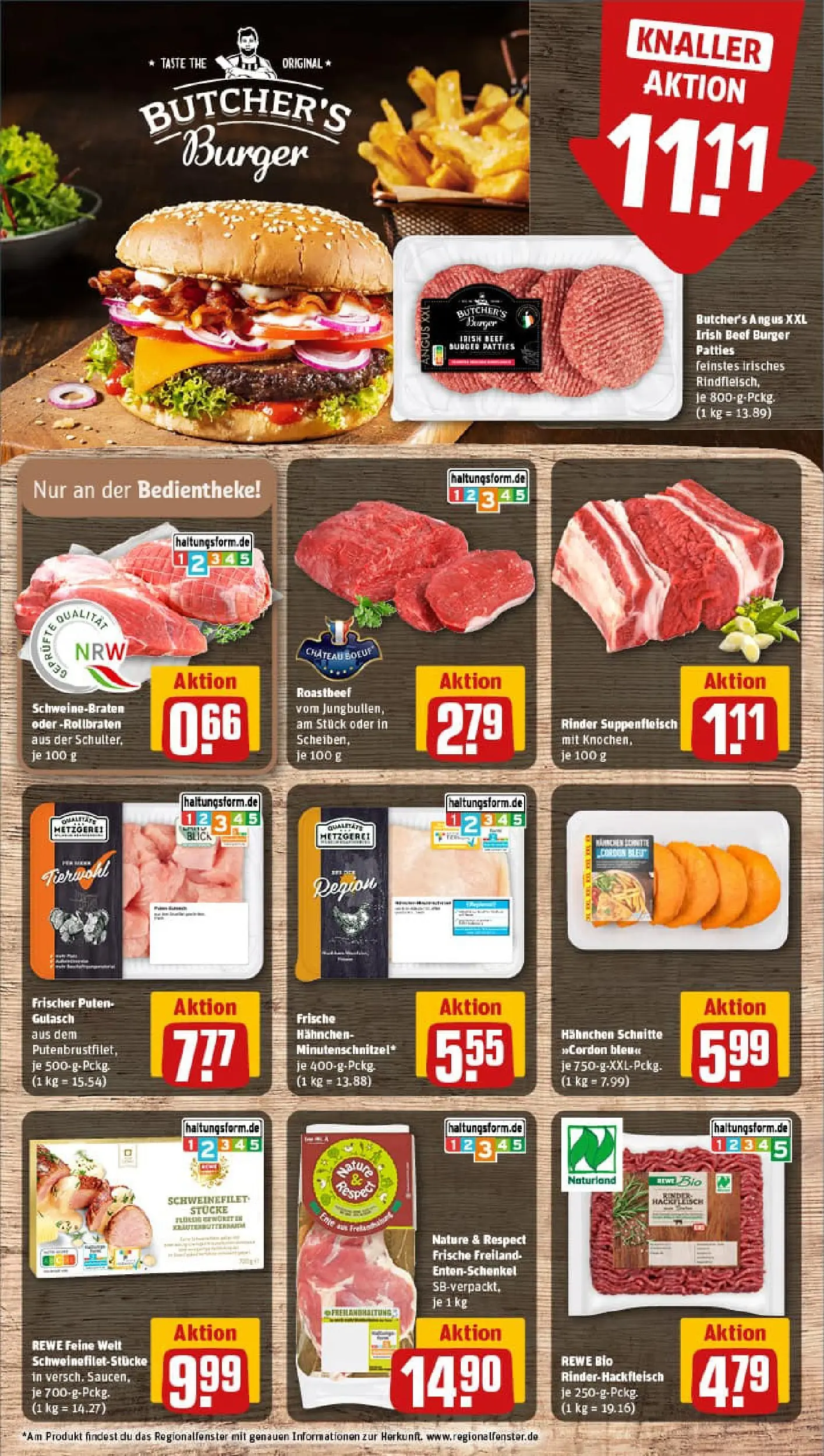 REWE Prospekt ab 17.11.2025 zum Blättern » Angebote | Seite: 8 | Produkte: Hahnchen, Roastbeef, Gulasch, Suppenfleisch