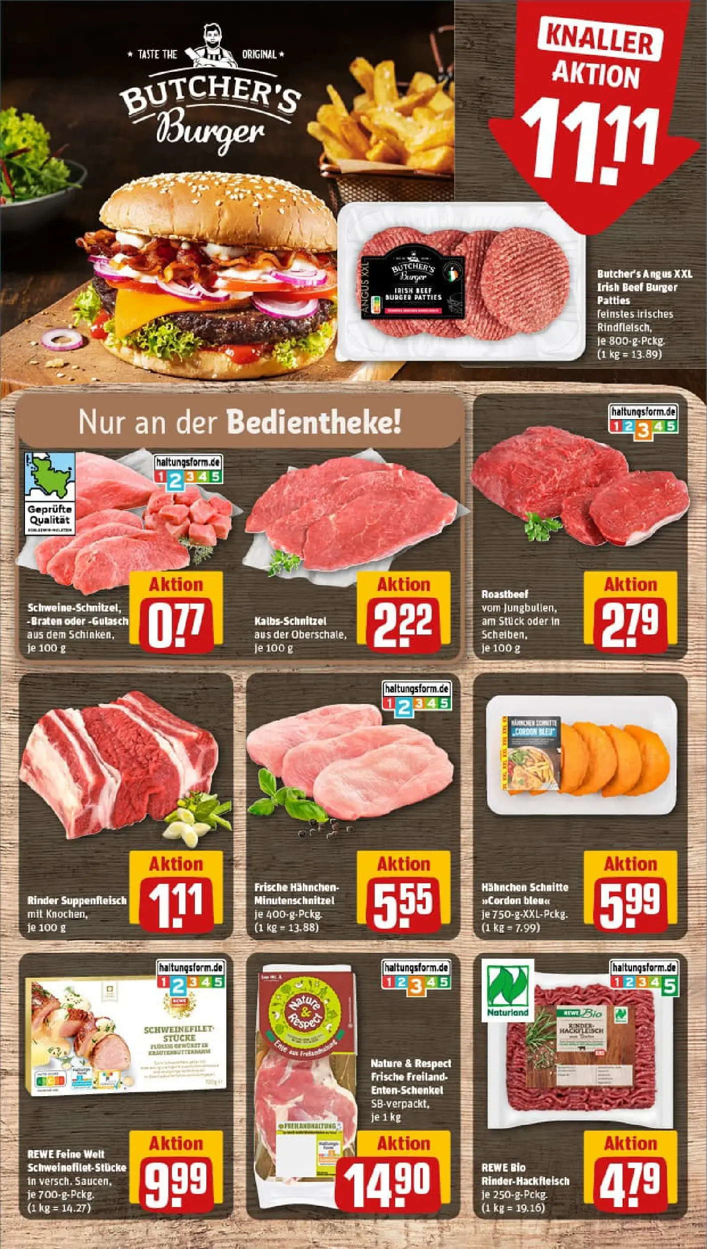 REWE Prospekt ab 17.11.2025 zum Blättern » Angebote | Seite: 8 | Produkte: Burger, Gulasch, Suppenfleisch, Rindfleisch