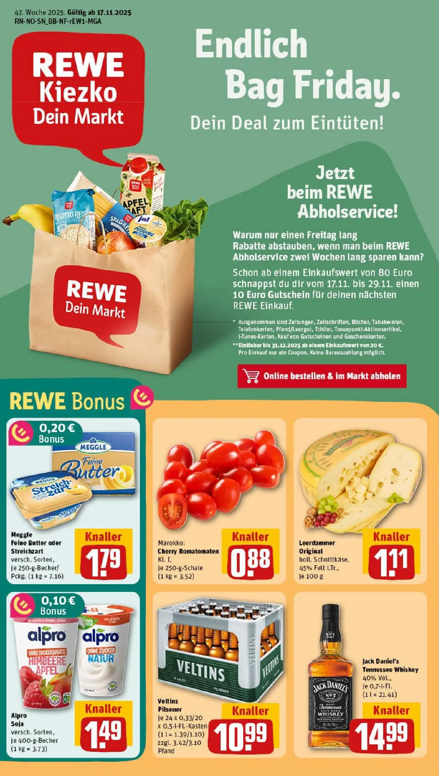 REWE Prospekt ab 17.11.2025 zum Blättern » Angebote | Seite: 1 | Produkte: Äpfel, Alpro, Himbeere, Veltins