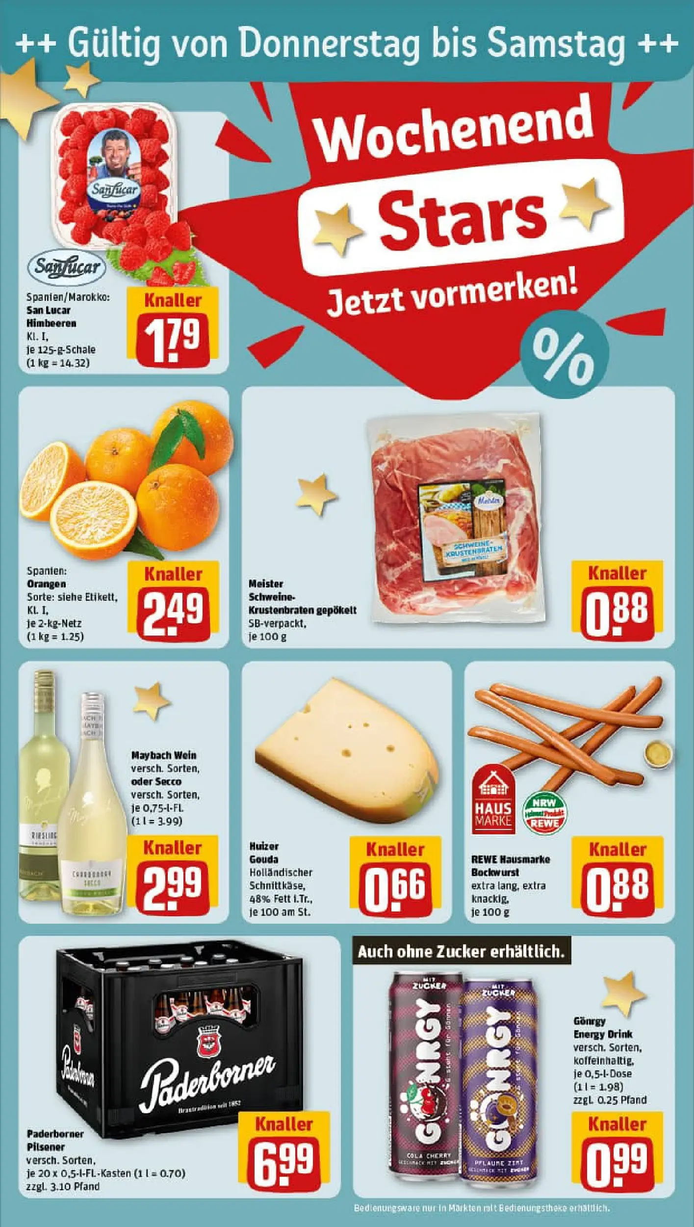 REWE Prospekt ab 17.11.2025 zum Blättern » Angebote | Seite: 26 | Produkte: Himbeeren, Bockwurst, Energy, Gouda