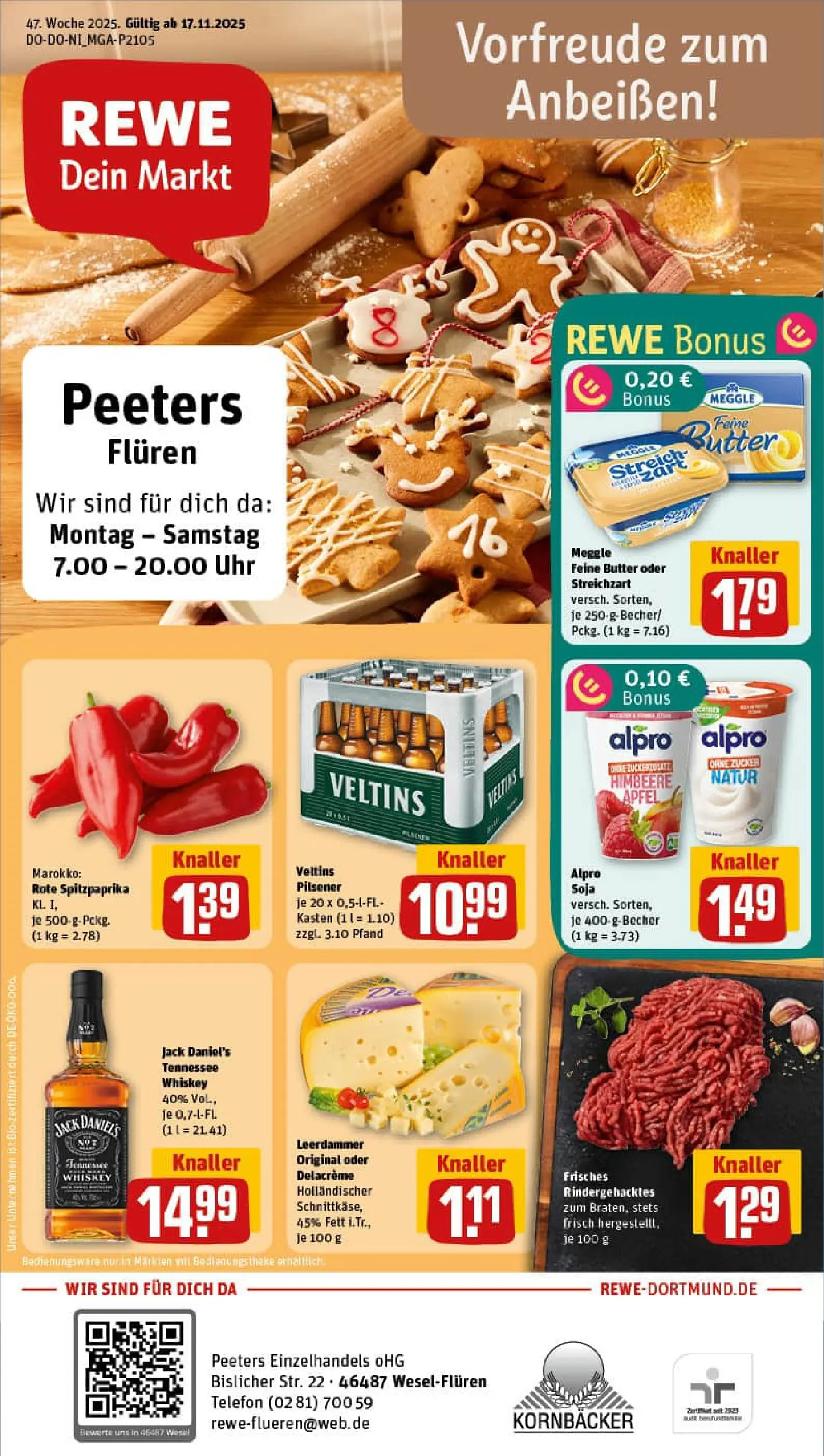 REWE Prospekt ab 17.11.2025 zum Blättern » Angebote | Seite: 1 | Produkte: Äpfel, Alpro, Himbeere, Telefon