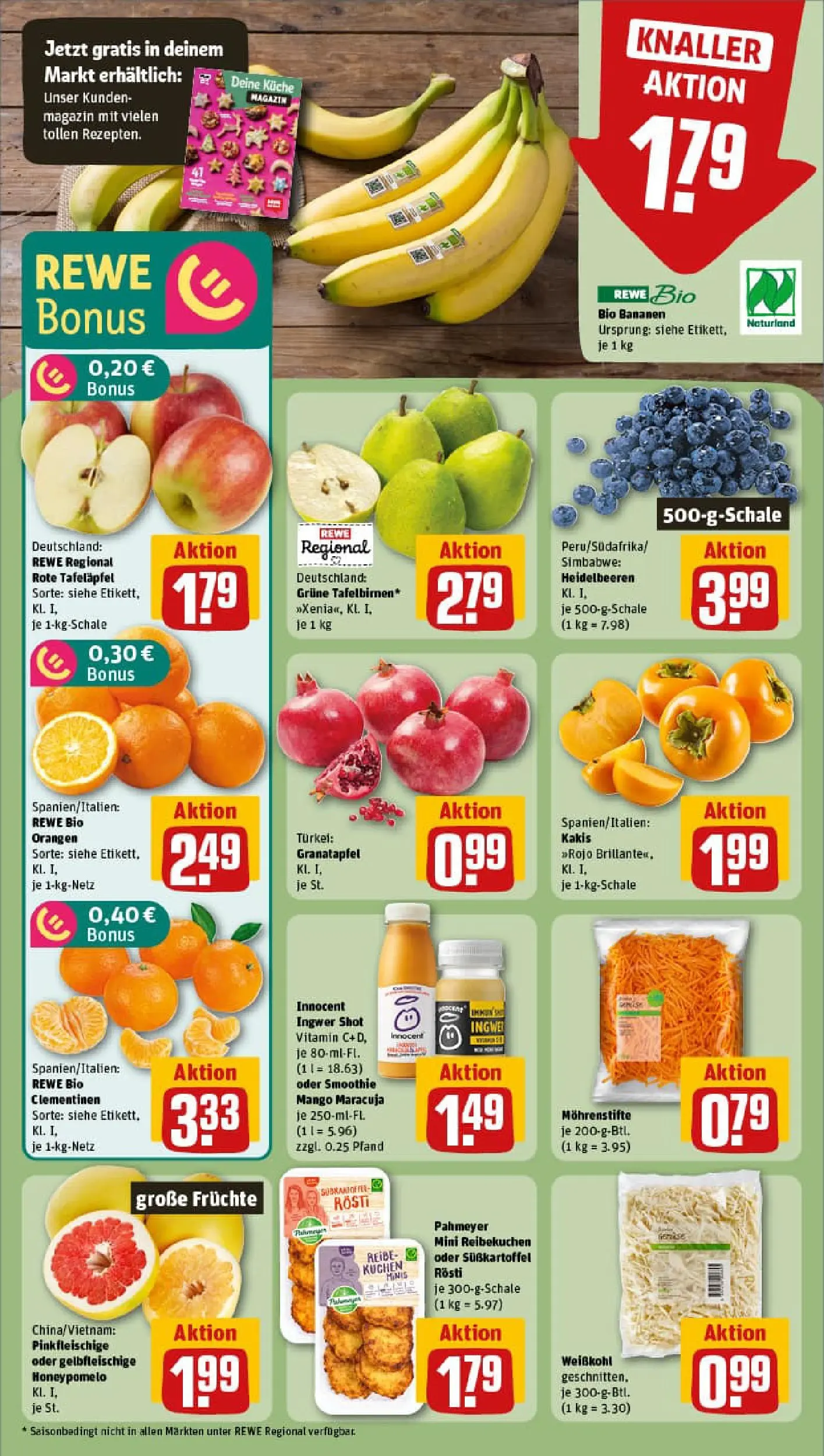 REWE Prospekt ab 17.11.2025 zum Blättern » Angebote | Seite: 6 | Produkte: Granatapfel, Bananen, Orangen, Kuchen