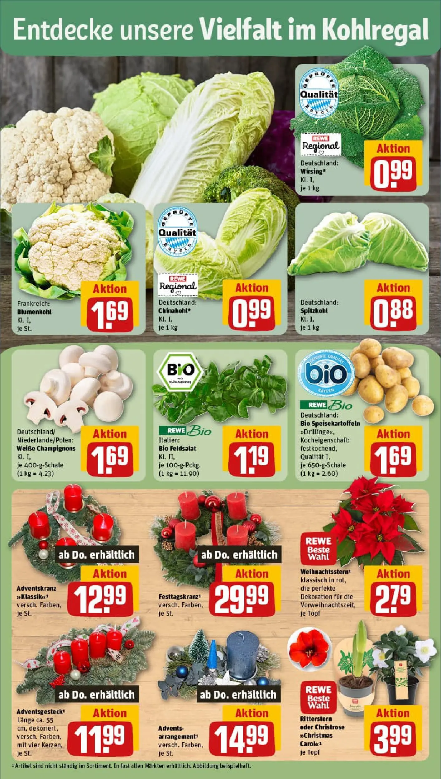 REWE Prospekt ab 17.11.2025 zum Blättern » Angebote | Seite: 7 | Produkte: Champignons, Blumenkohl