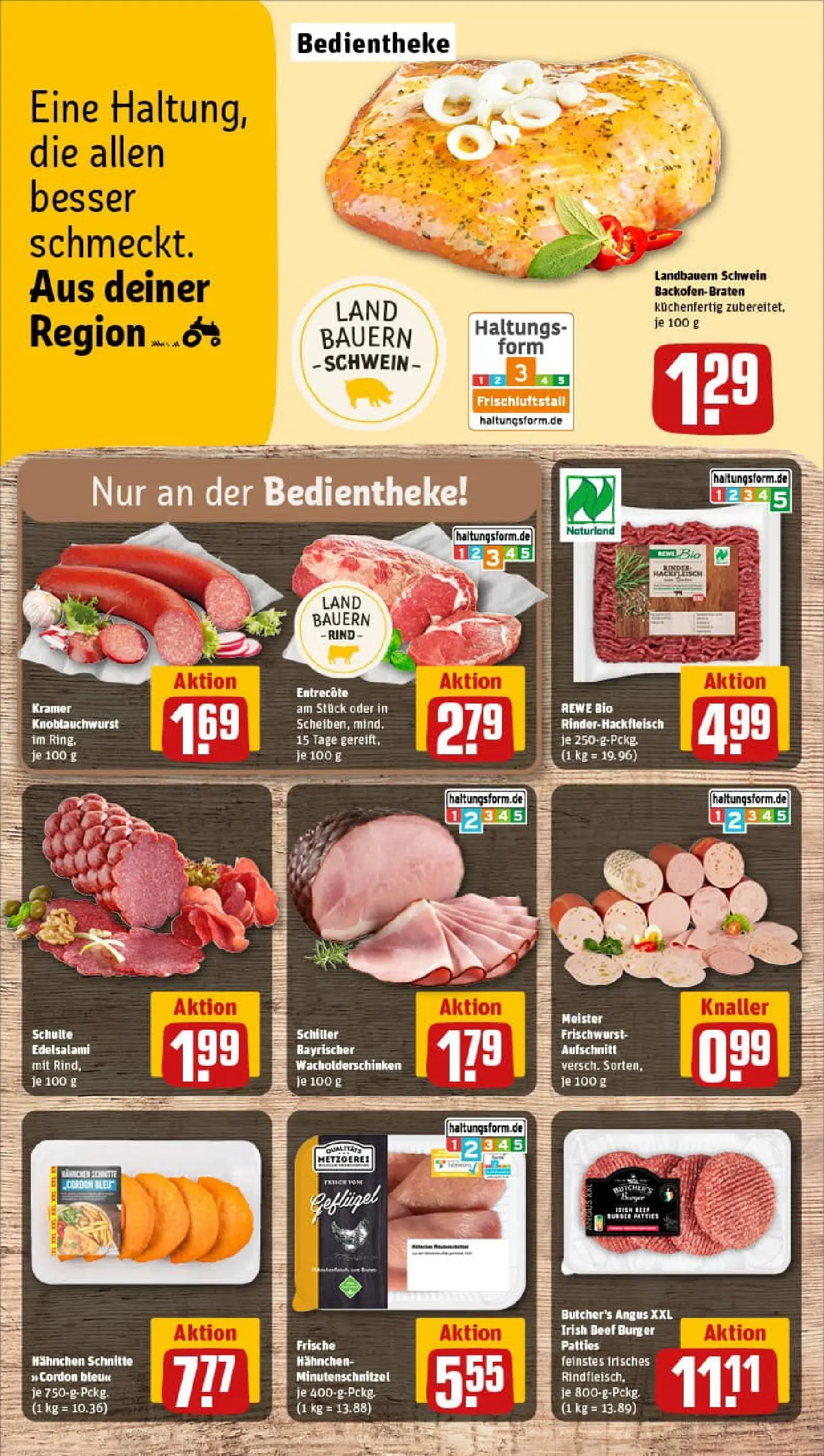 REWE Prospekt ab 17.11.2025 zum Blättern » Angebote | Seite: 10 | Produkte: Hahnchen, Burger, Entrecote, Salami