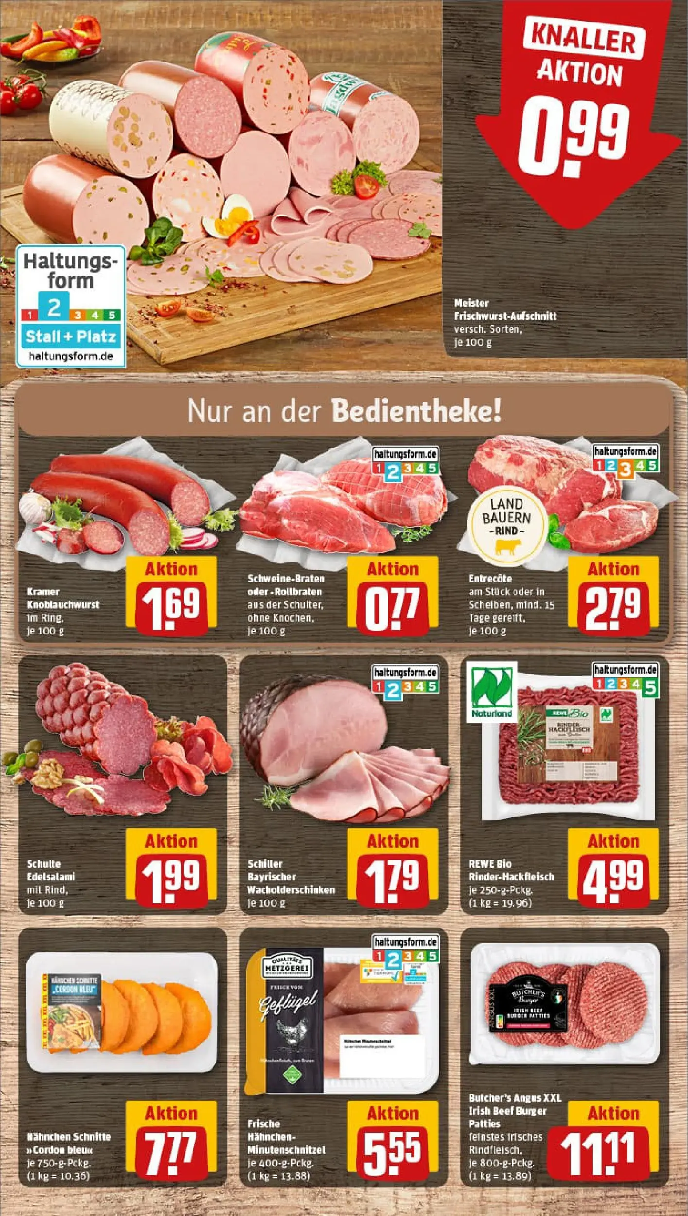 REWE Prospekt ab 17.11.2025 zum Blättern » Angebote | Seite: 10 | Produkte: Hahnchen, Burger, Entrecote, Salami