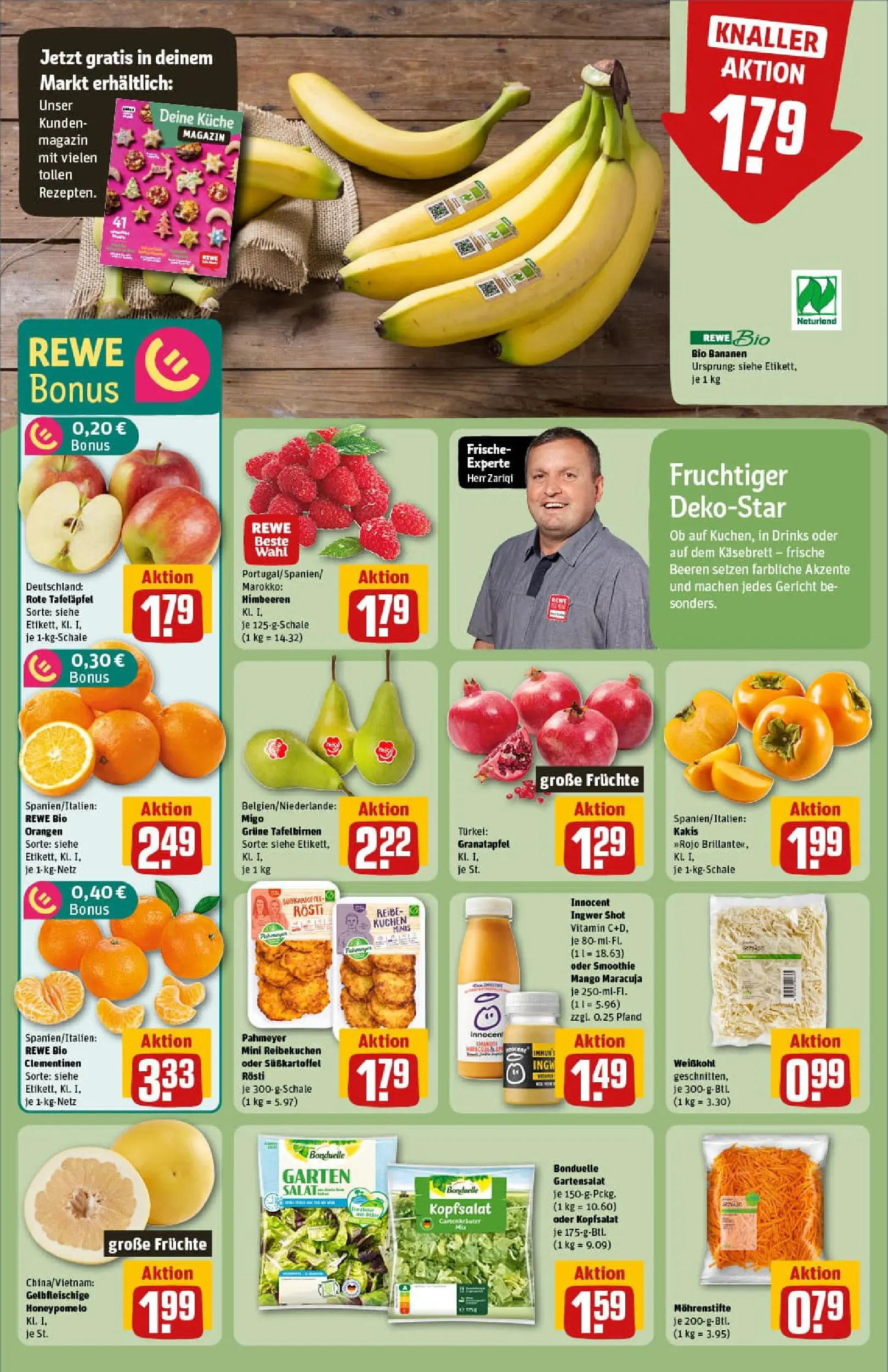 REWE Prospekt ab 17.11.2025 zum Blättern » Angebote | Seite: 6 | Produkte: Himbeeren, Bananen, Mango, Kuchen