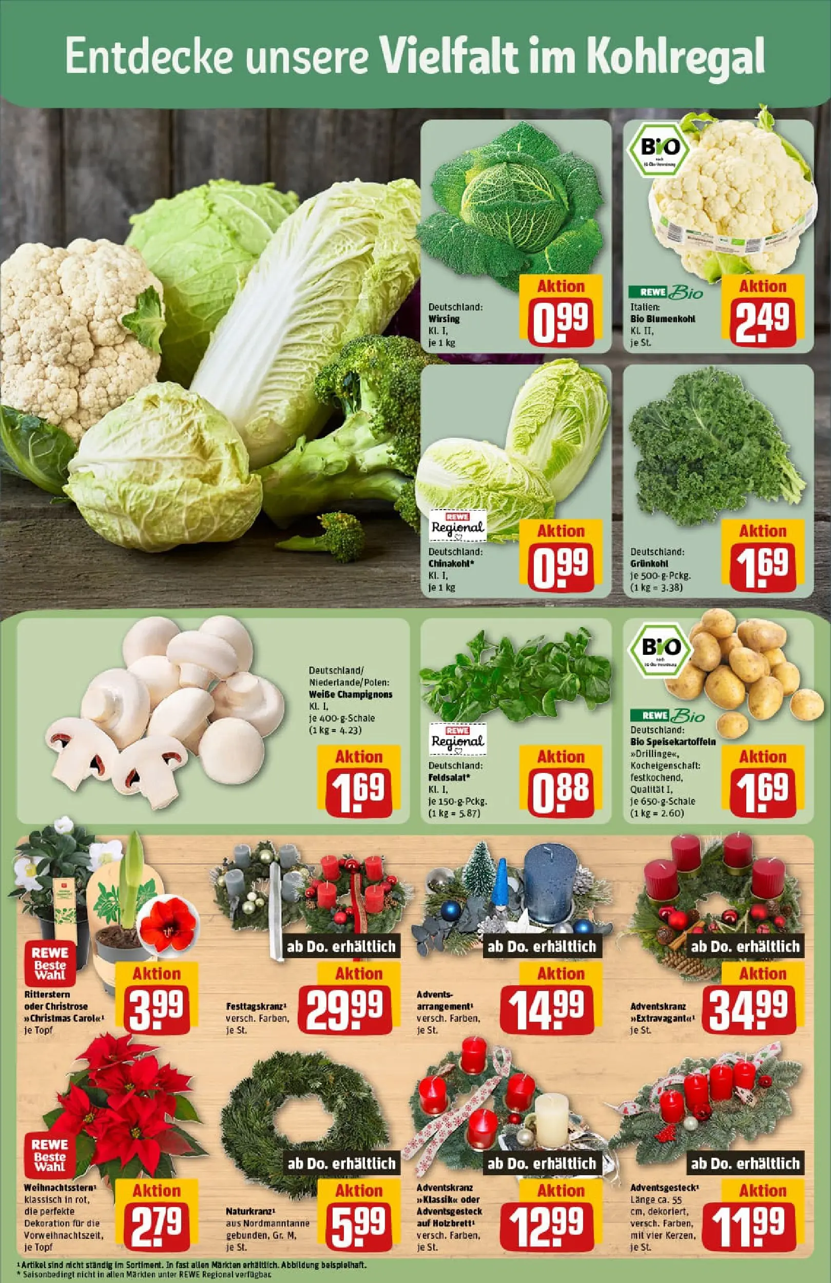 REWE Prospekt ab 17.11.2025 zum Blättern » Angebote | Seite: 7 | Produkte: Champignons, Chinakohl, Blumenkohl