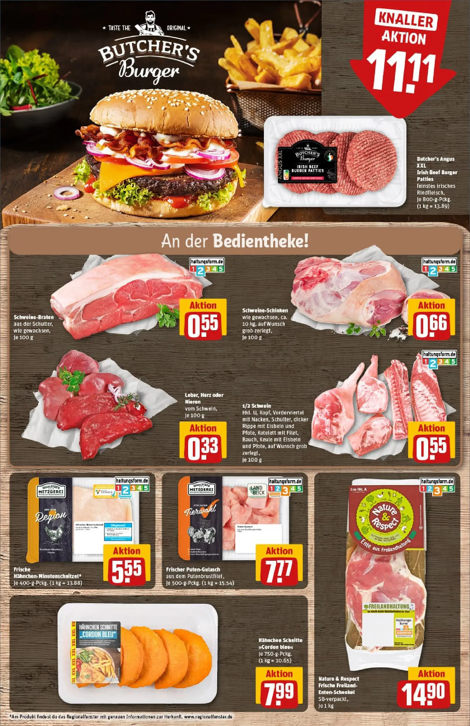 REWE Prospekt ab 17.11.2025 zum Blättern » Angebote | Seite: 8 | Produkte: Hahnchen, Burger, Ente