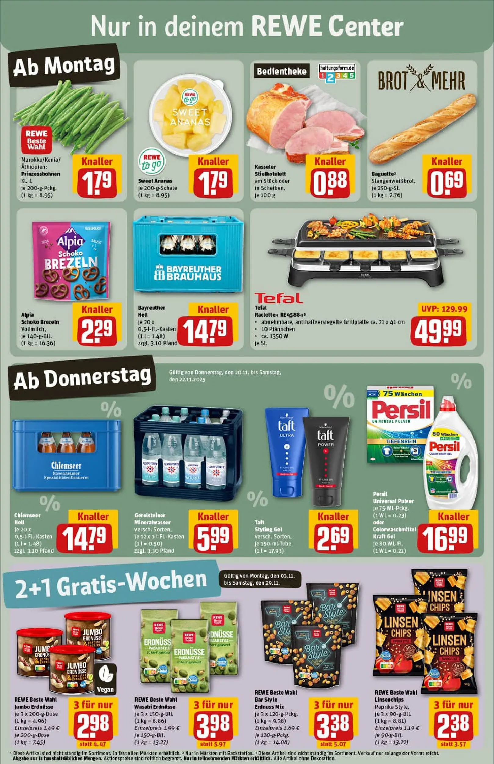 REWE Prospekt ab 17.11.2025 zum Blättern » Angebote | Seite: 3 | Produkte: Erdnüsse, Baguette, Ananas, Paprika