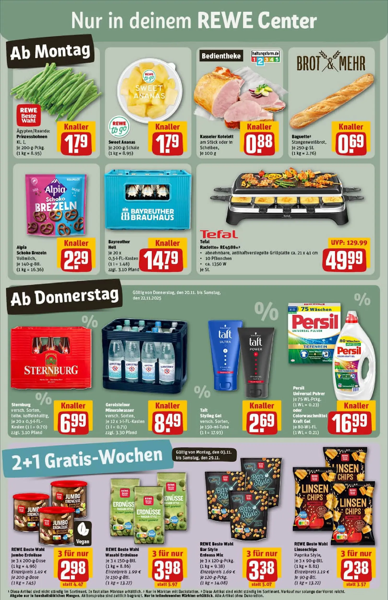 REWE Prospekt ab 17.11.2025 zum Blättern » Angebote | Seite: 3 | Produkte: Erdnüsse, Baguette, Ananas, Paprika