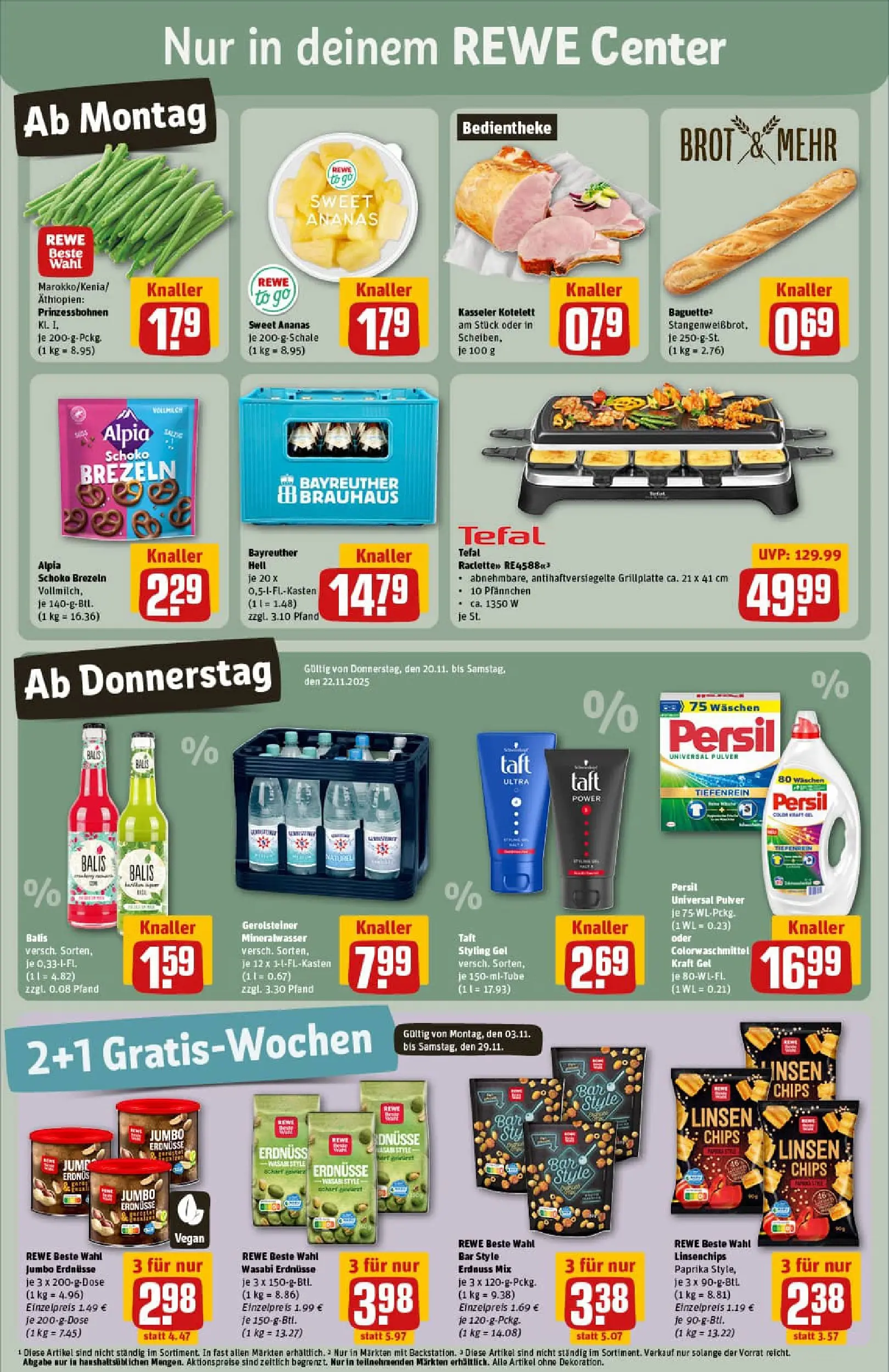 REWE Prospekt ab 17.11.2025 zum Blättern » Angebote | Seite: 3 | Produkte: Bayreuther hell, Grill, Baguette, Ananas