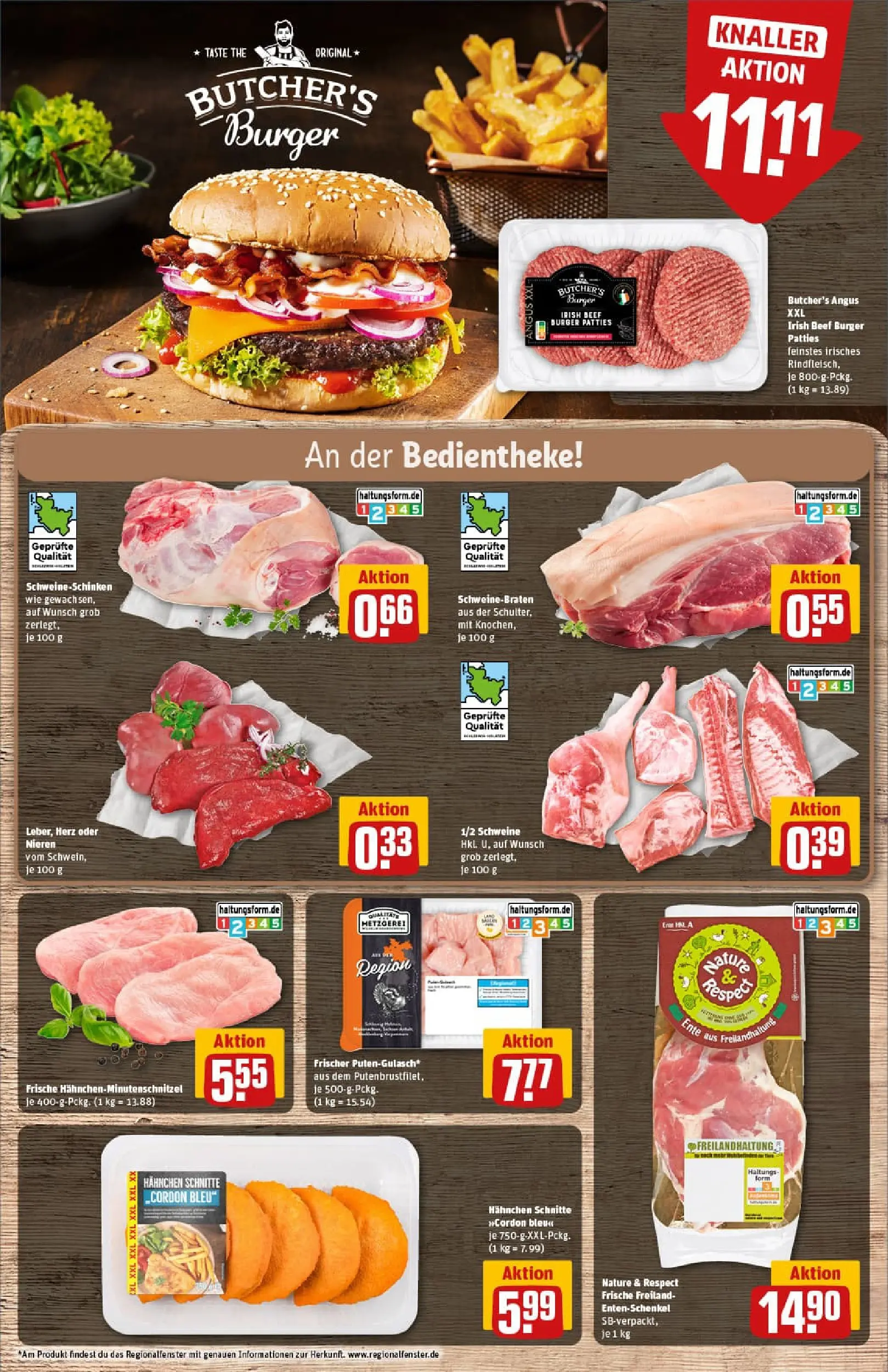 REWE Prospekt ab 17.11.2025 zum Blättern » Angebote | Seite: 8 | Produkte: Hahnchen, Burger, Ente
