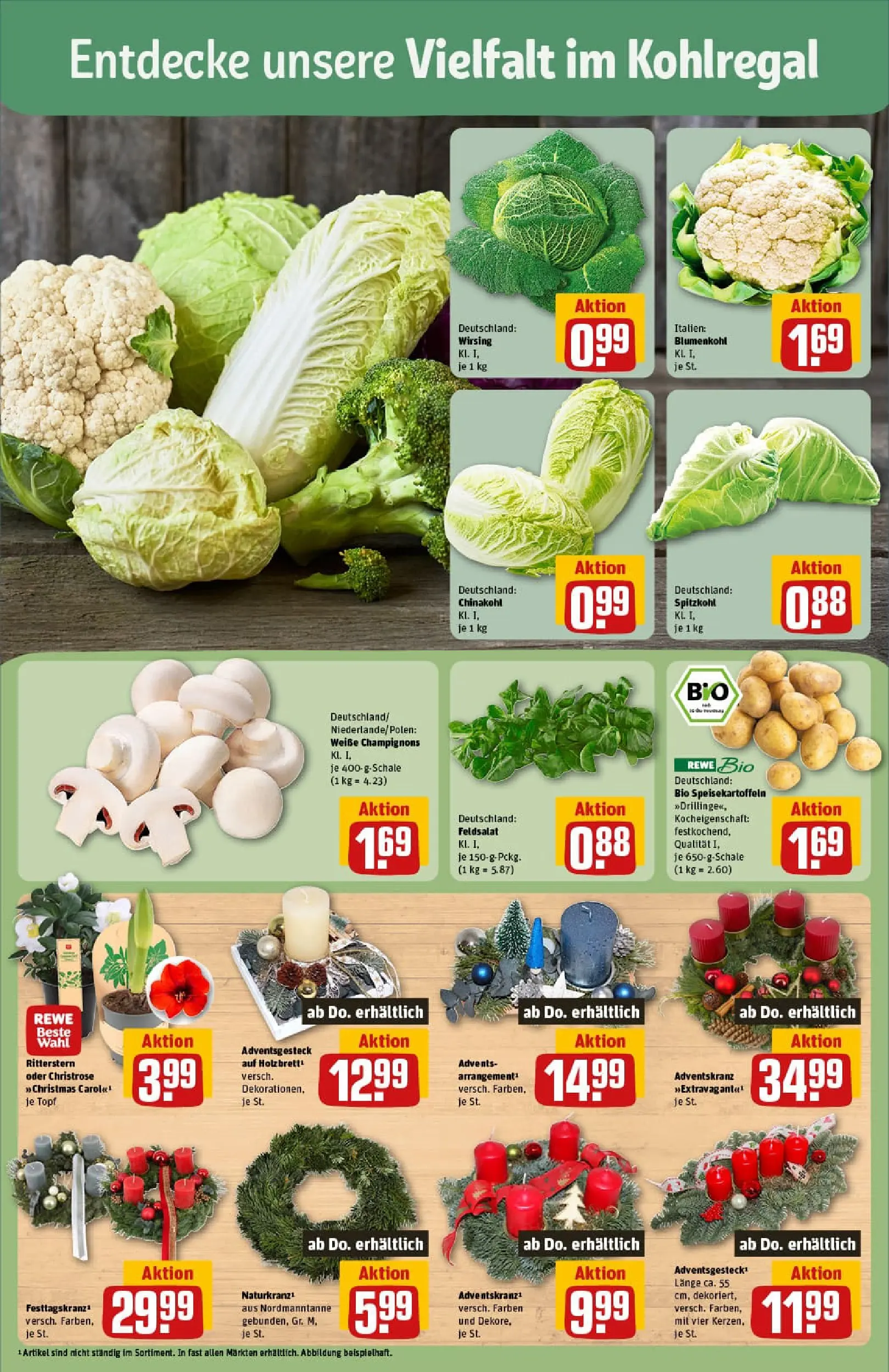 REWE Prospekt ab 17.11.2025 zum Blättern » Angebote | Seite: 7 | Produkte: Champignons, Chinakohl, Blumenkohl