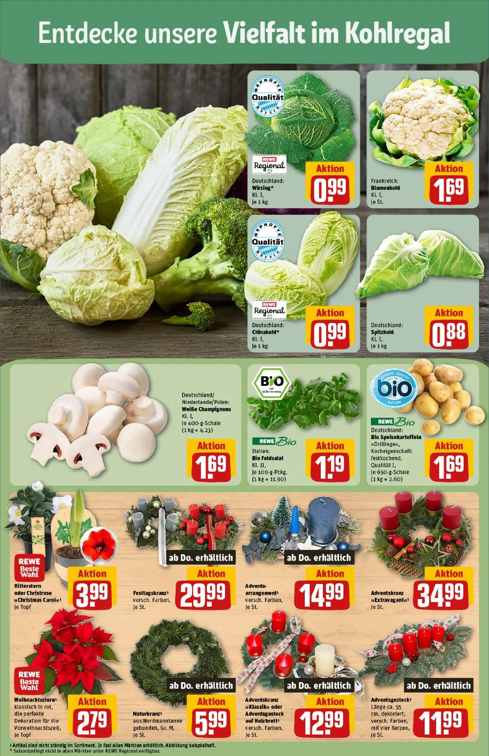 REWE Prospekt ab 17.11.2025 zum Blättern » Angebote | Seite: 7 | Produkte: Champignons, Blumenkohl
