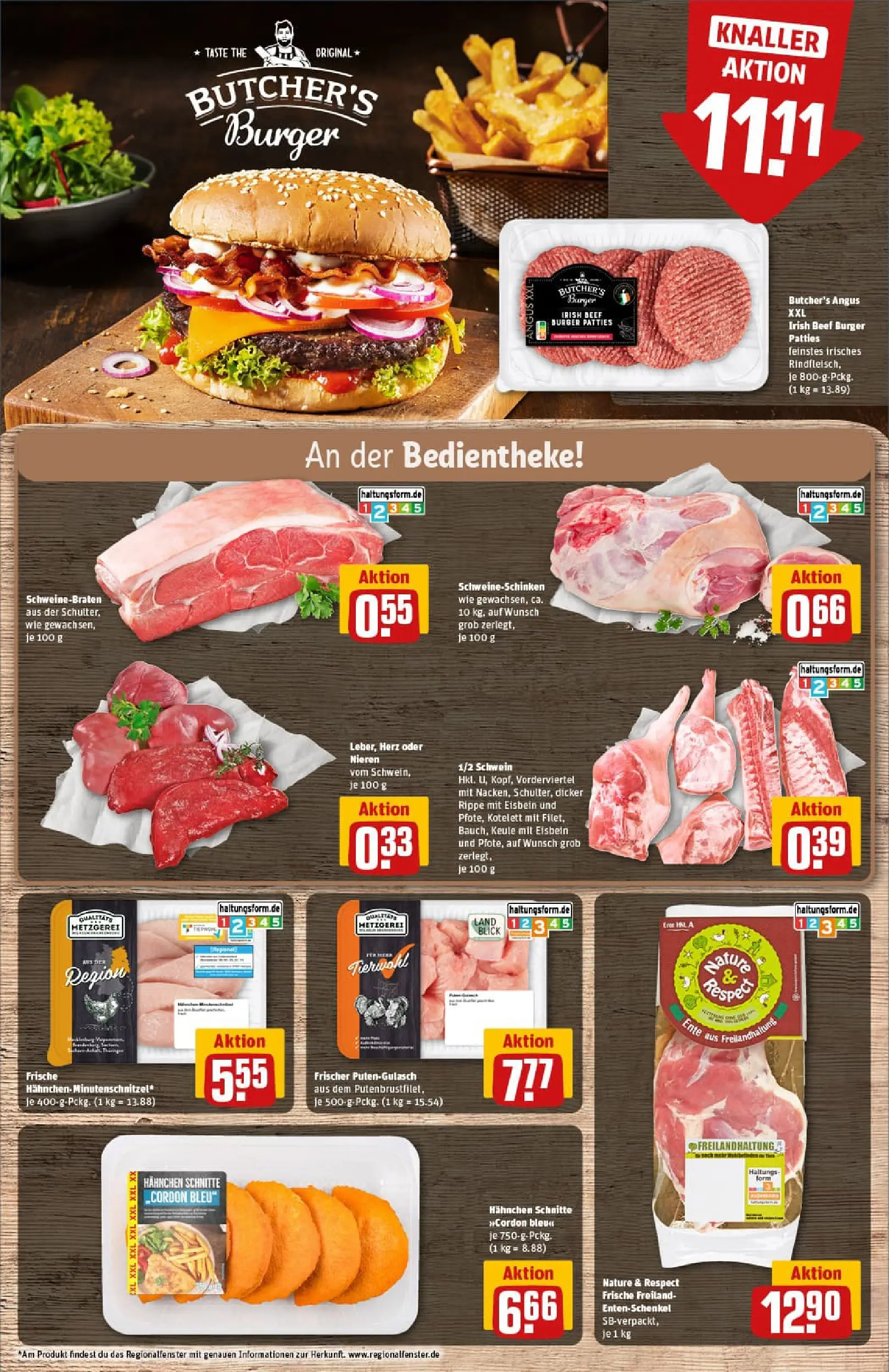 REWE Prospekt ab 17.11.2025 zum Blättern » Angebote | Seite: 8 | Produkte: Hahnchen, Burger, Steak, Ente