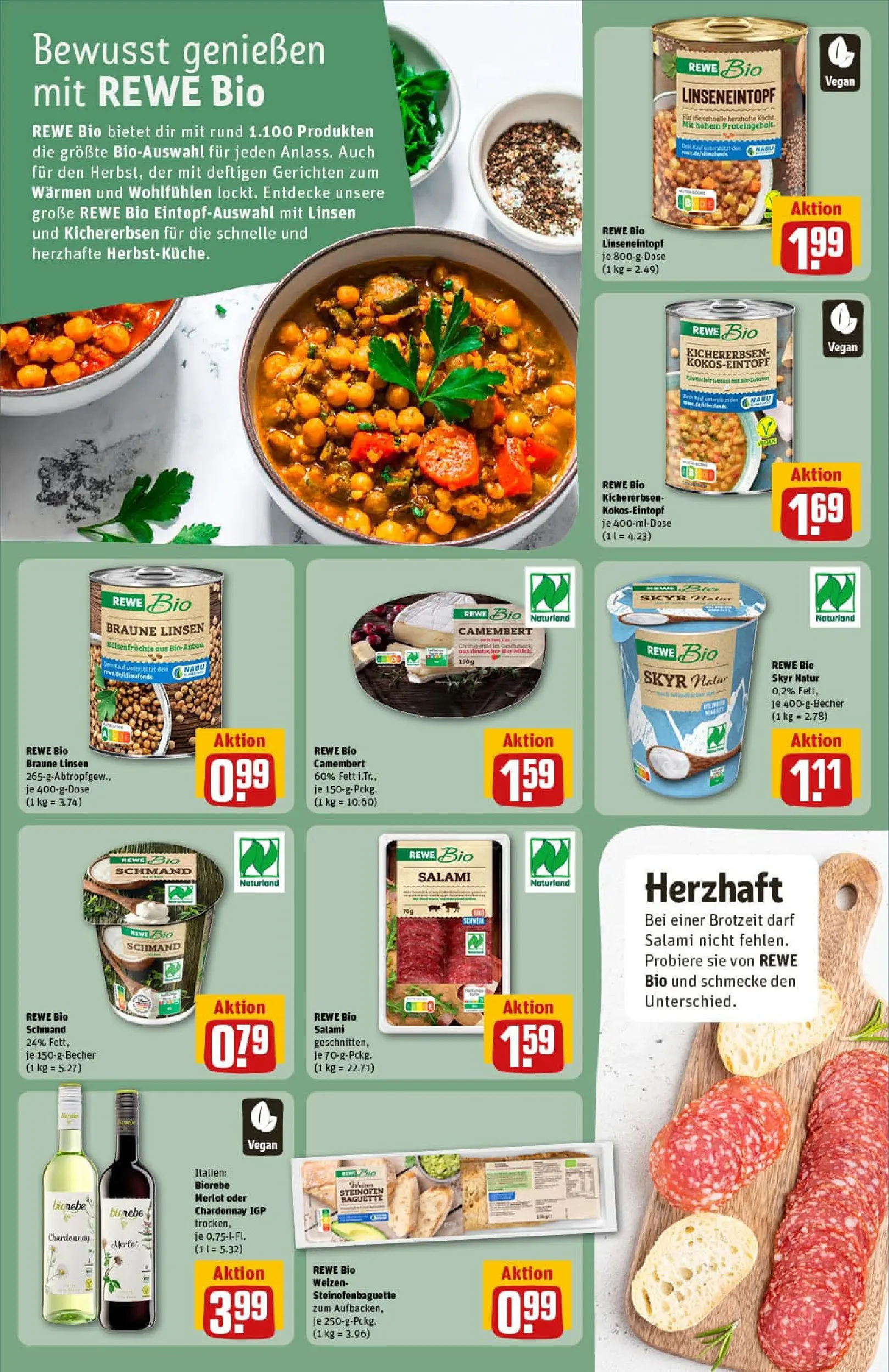 REWE Prospekt ab 17.11.2025 zum Blättern » Angebote | Seite: 14 | Produkte: Merlot, Baguette, Skyr, Salami