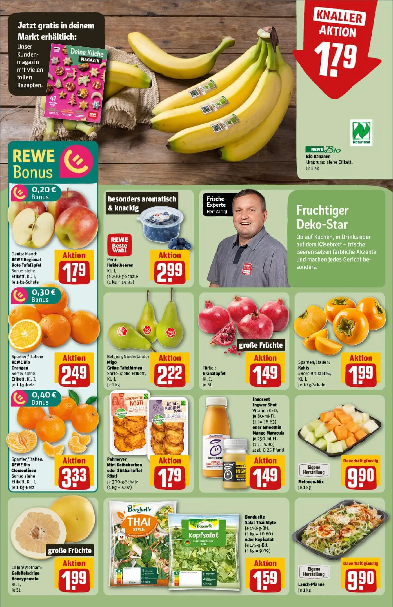 REWE Prospekt ab 17.11.2025 zum Blättern » Angebote | Seite: 6 | Produkte: Granatapfel, Bananen, Orangen, Salat