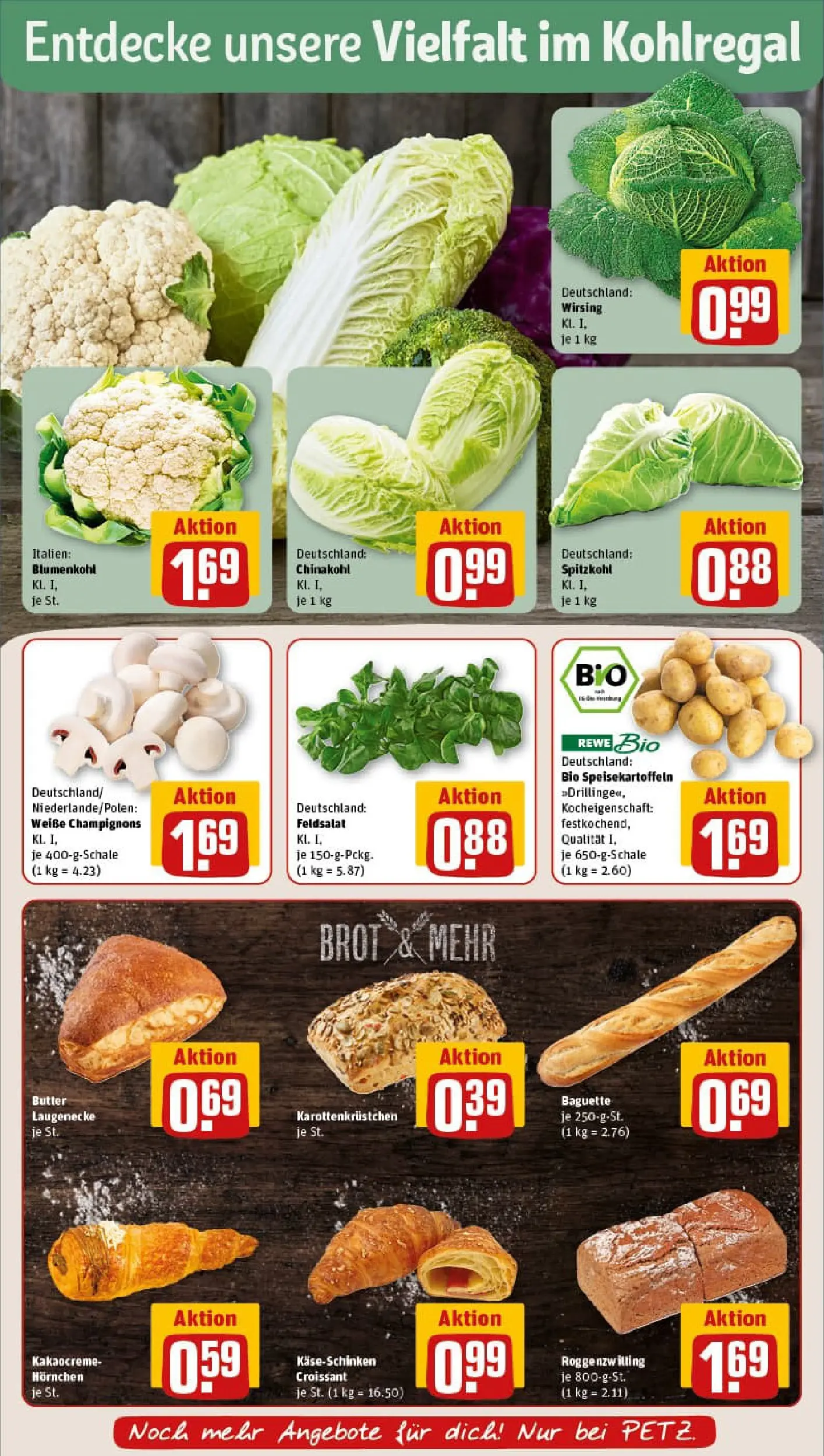 REWE Prospekt ab 17.11.2025 zum Blättern » Angebote | Seite: 7 | Produkte: Baguette, Croissant, Blumenkohl, Brot