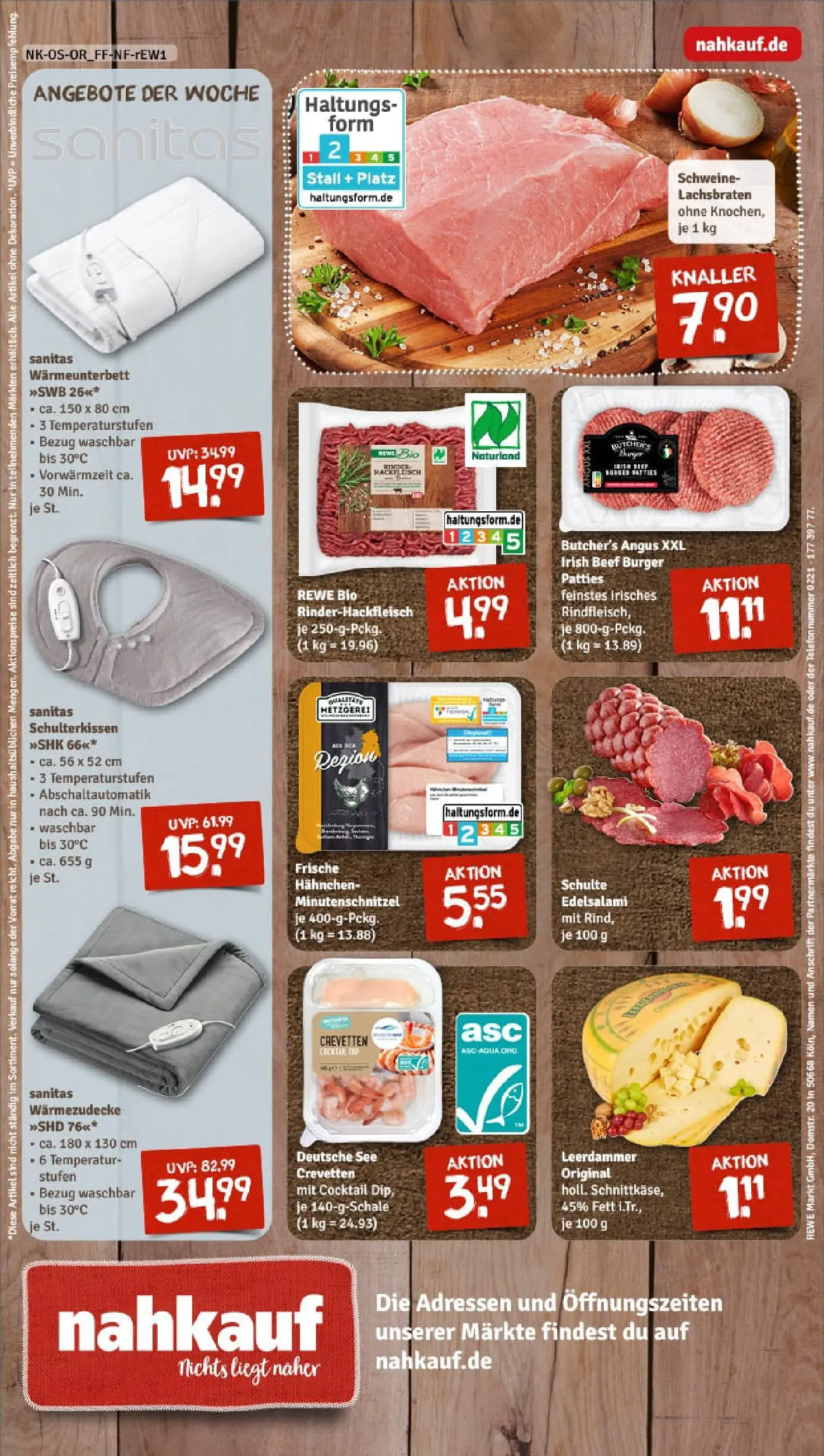 REWE Prospekt ab 17.11.2025 zum Blättern » Angebote | Seite: 12 | Produkte: Hahnchen, Burger, Leerdammer, Salami