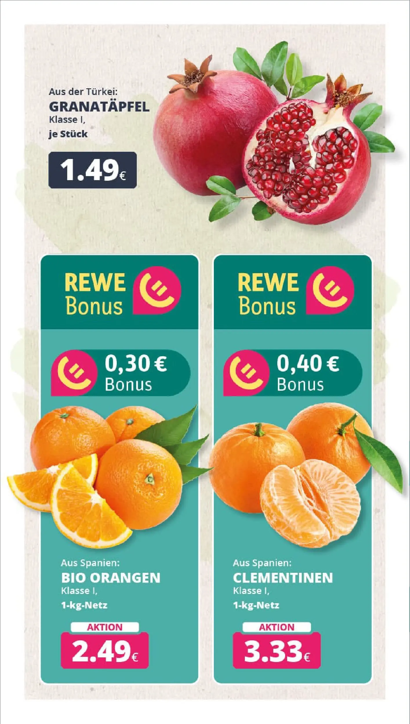 REWE Prospekt ab 17.11.2025 zum Blättern » Angebote | Seite: 2 | Produkte: Granatapfel, Orangen