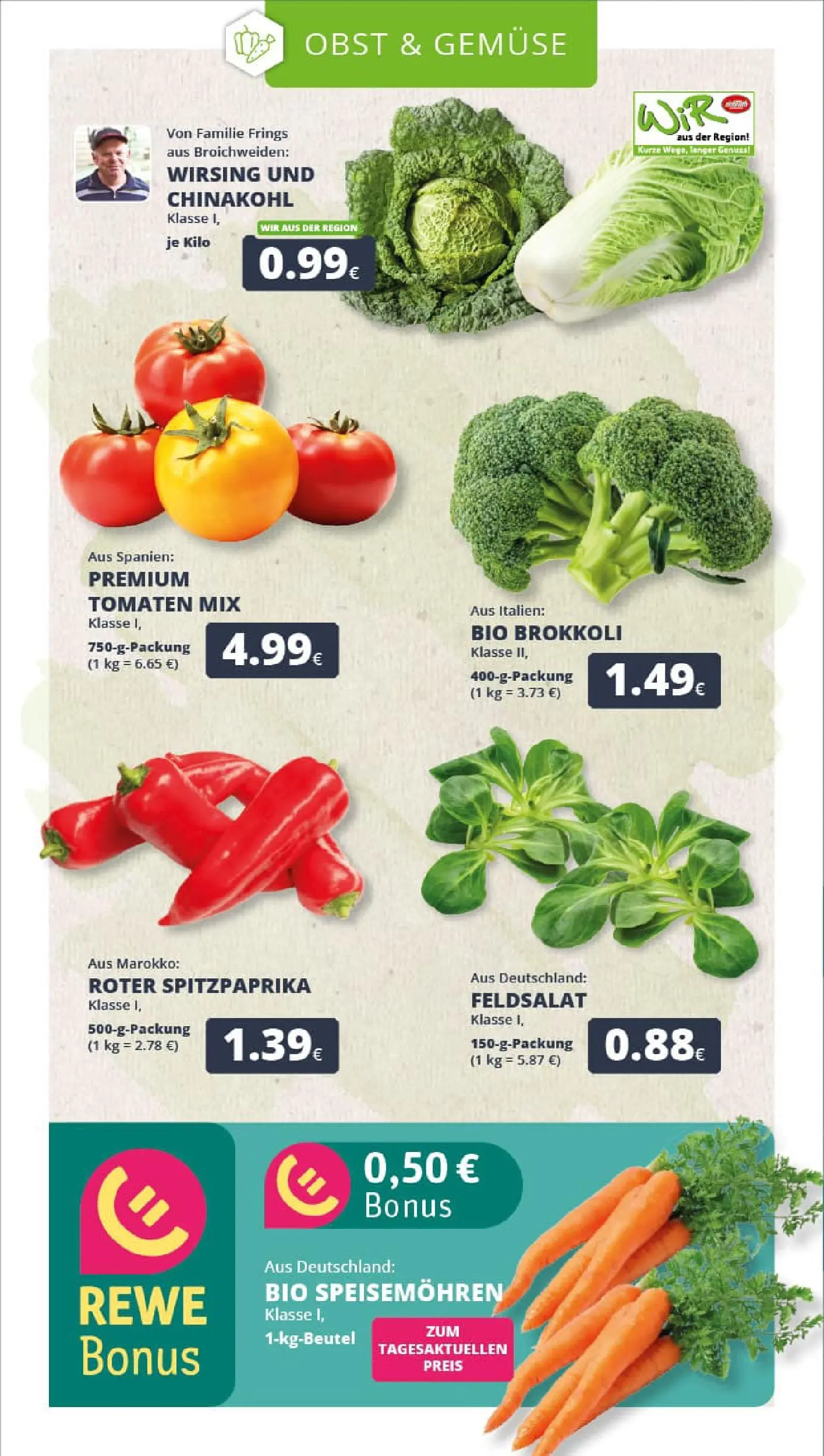 REWE Prospekt ab 17.11.2025 zum Blättern » Angebote | Seite: 10 | Produkte: Gemüse, Obst, Brokkoli, Chinakohl