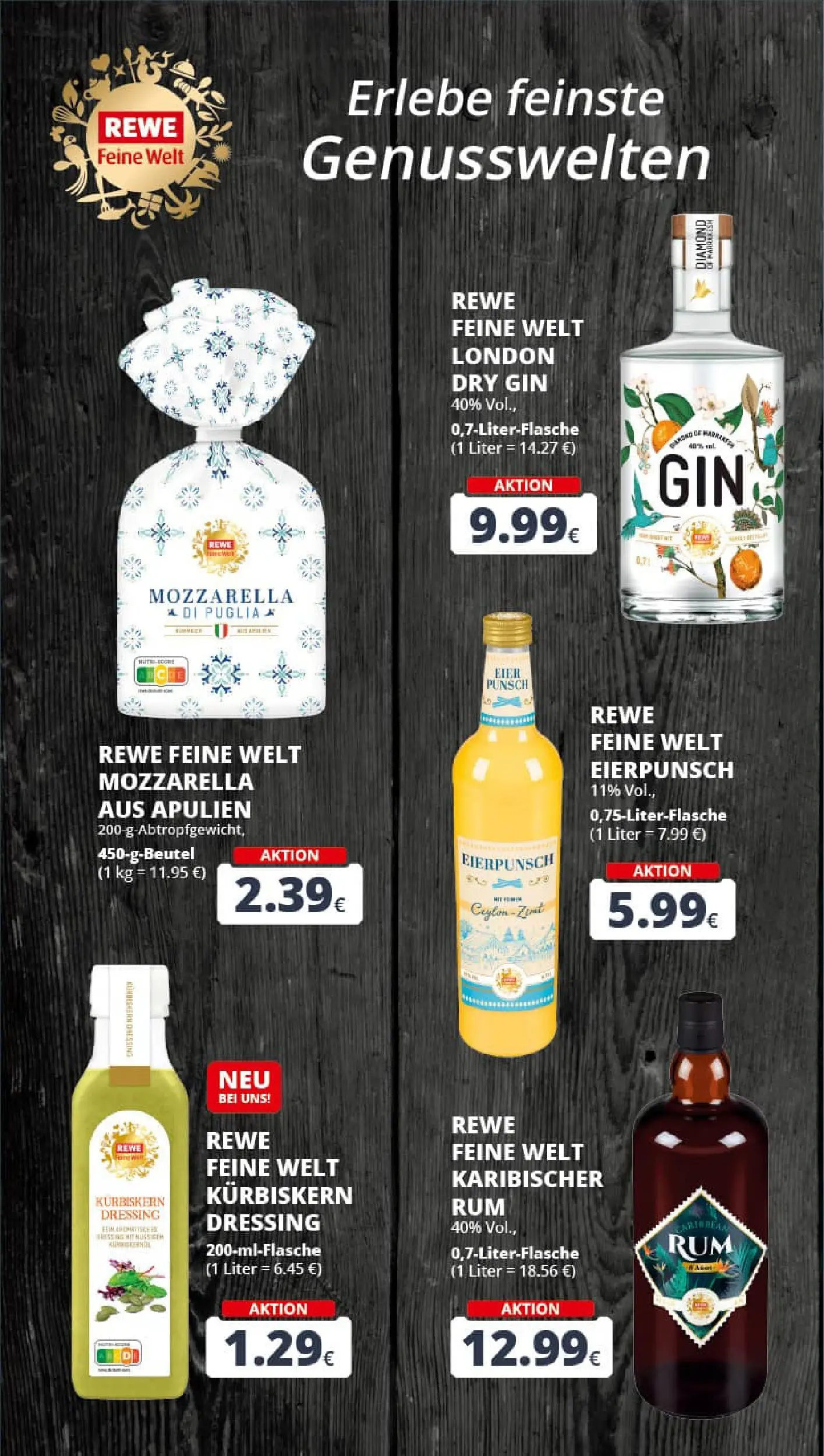 REWE Prospekt ab 17.11.2025 zum Blättern » Angebote | Seite: 26 | Produkte: Eier, Mozzarella, Rum, Gin