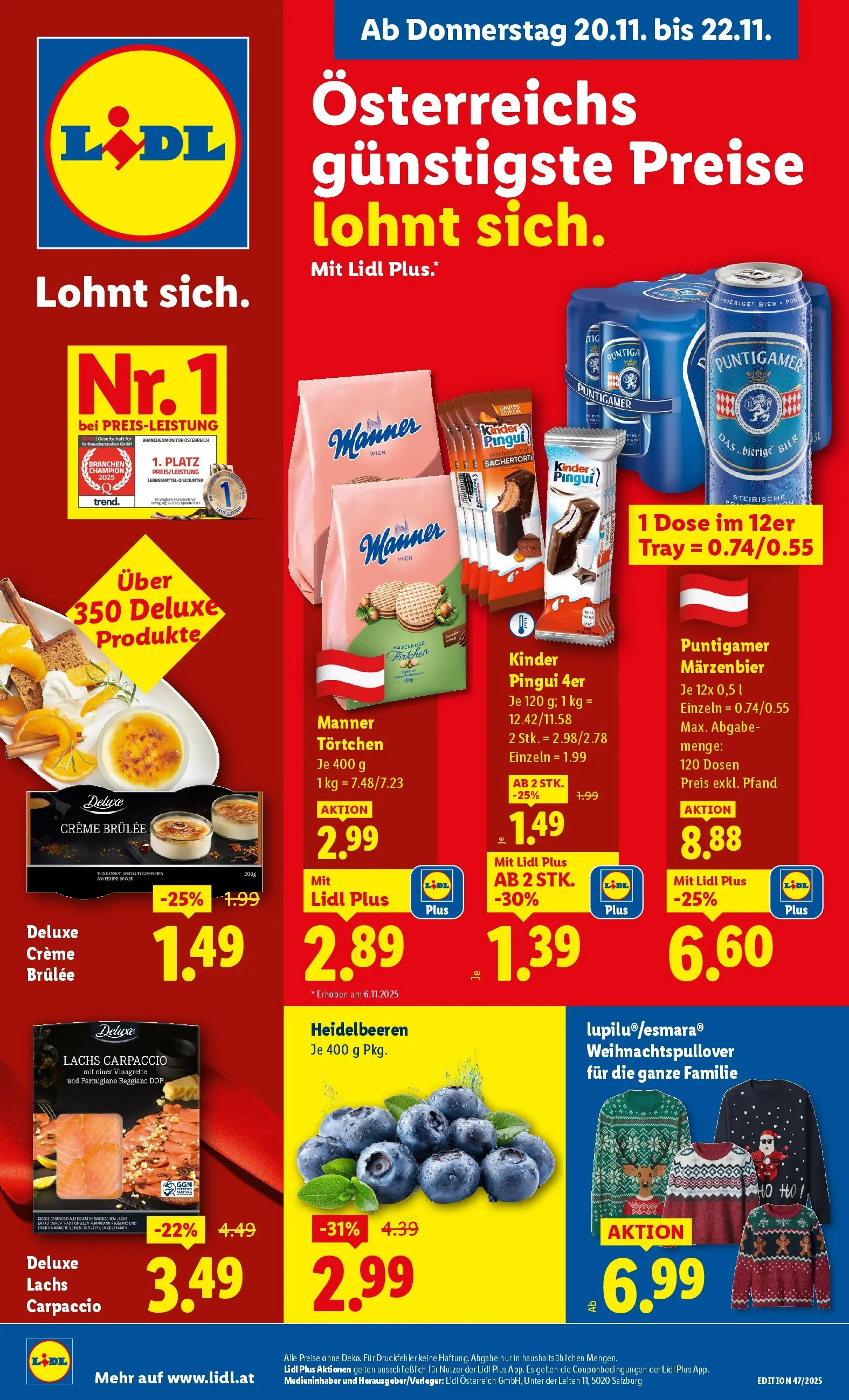 Lidl - Lidl: Flugblatt in deiner Nähe ab 19.11.2025 - Angebote ab donnerstag | Seite: 1 | Produkte: Creme, Bier