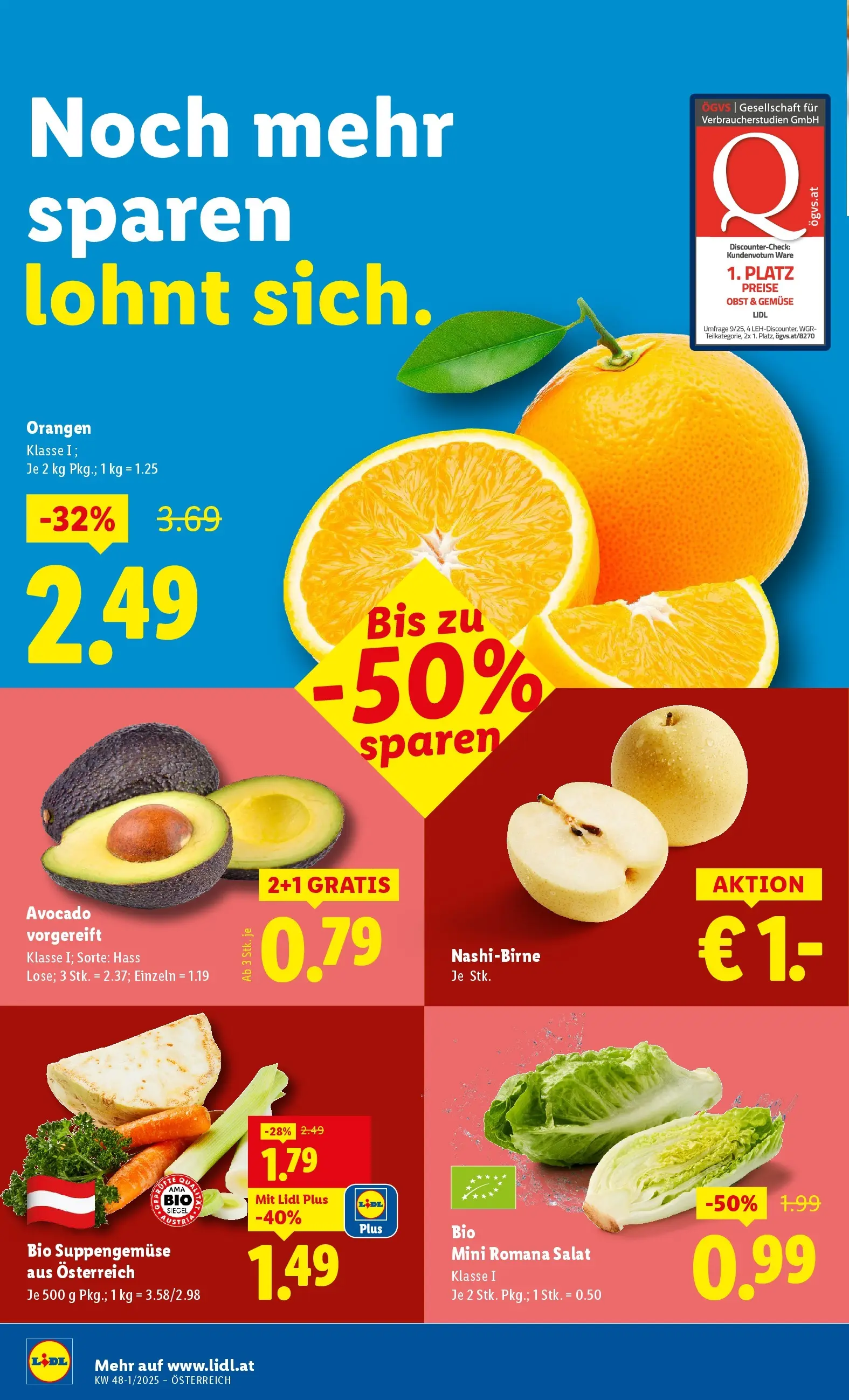 Lidl - Lidl: Flugblatt in deiner Nähe ab 19.11.2025 - Angebote ab donnerstag | Seite: 34 | Produkte: Salat, Avocado, Gemüse, Obst