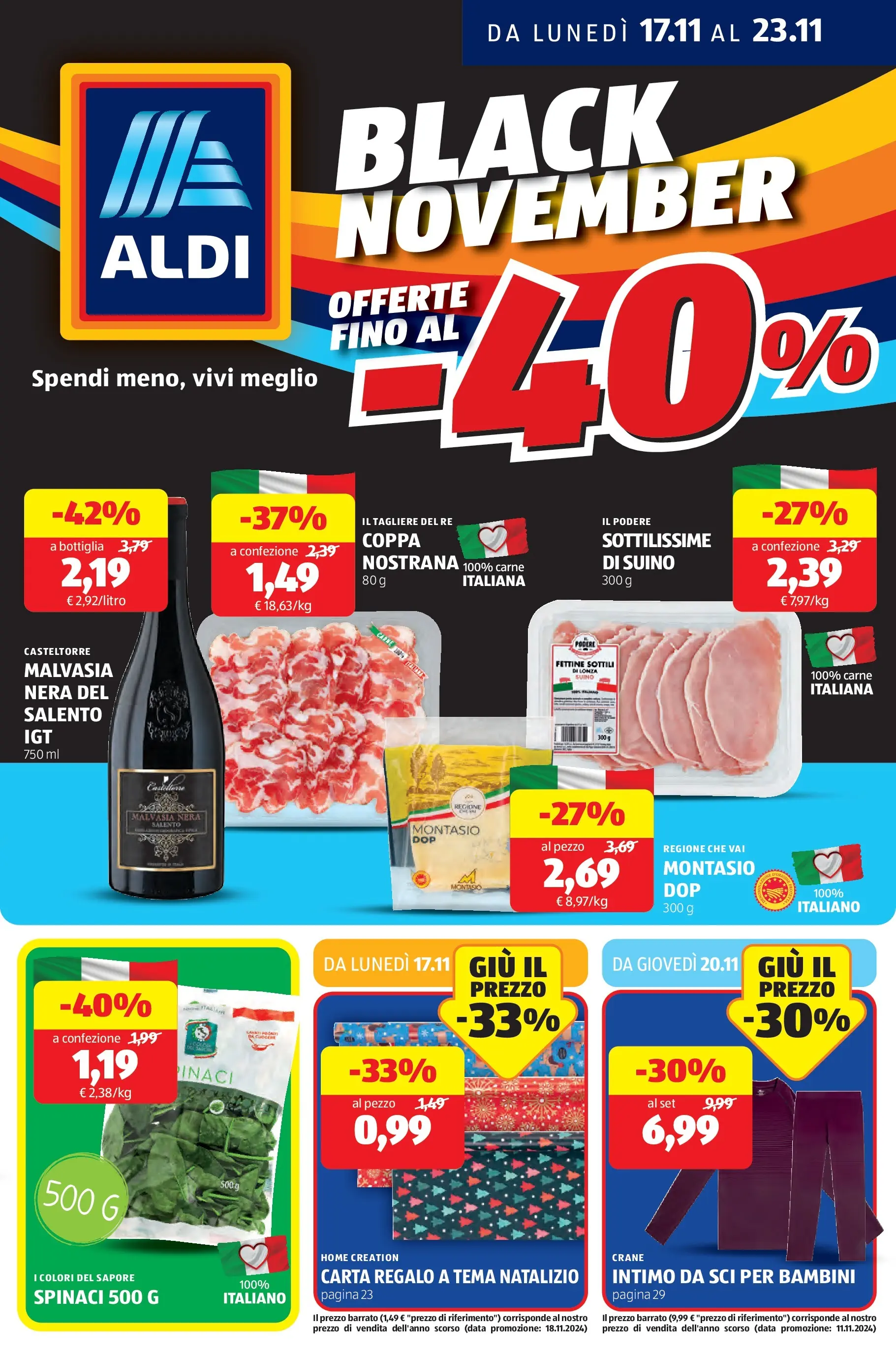Nuovo Aldi - Black November dal 16/11/2025 > offerte anteprima 🛍️ | Pagina: 1 | Prodotti: Intimo, Spinaci, Tagliere, Bottiglia