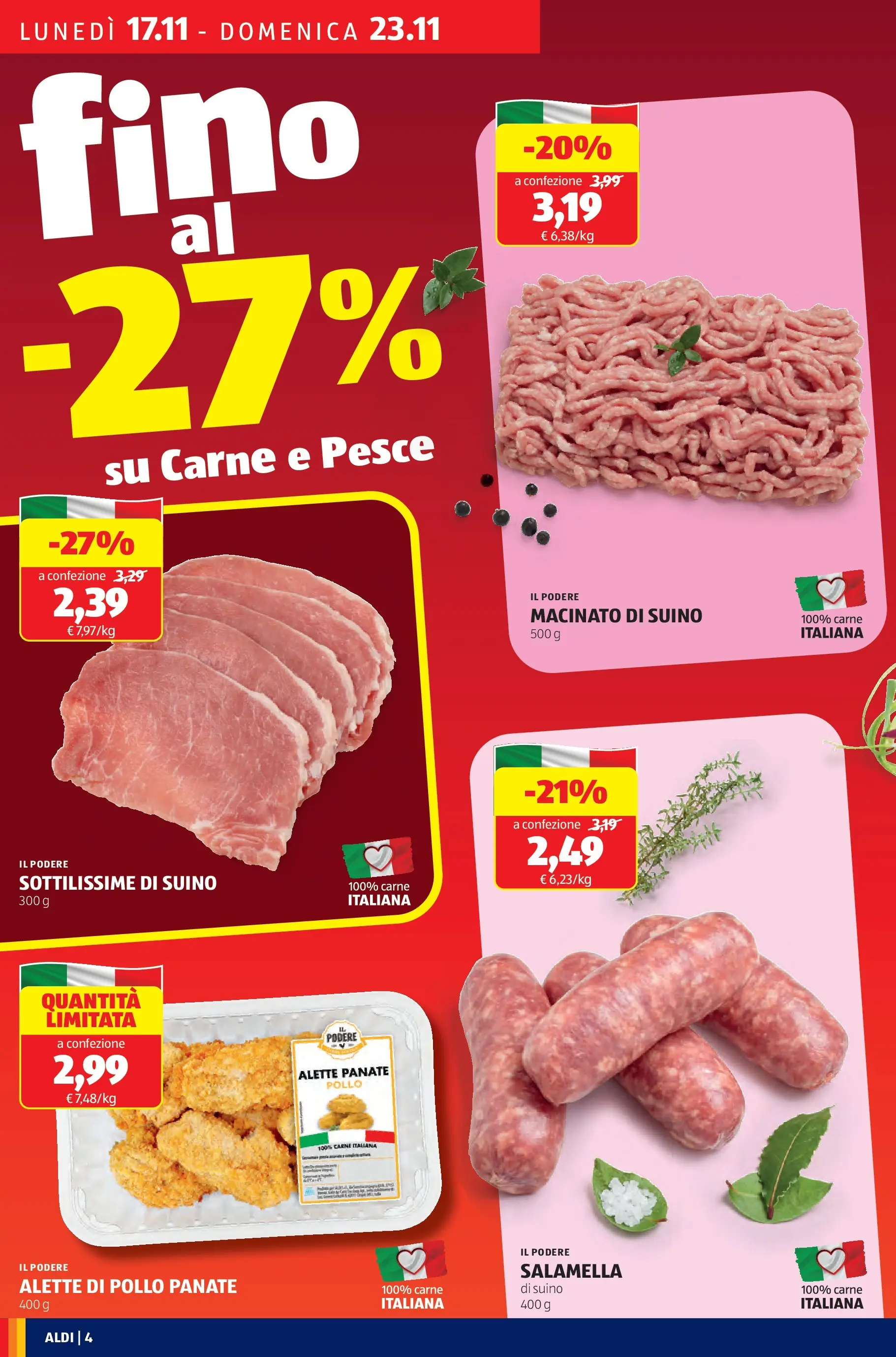 Nuovo Aldi - Black November dal 16/11/2025 > offerte anteprima 🛍️ | Pagina: 4 | Prodotti: Pollo, Pesce, Suino, Macinato